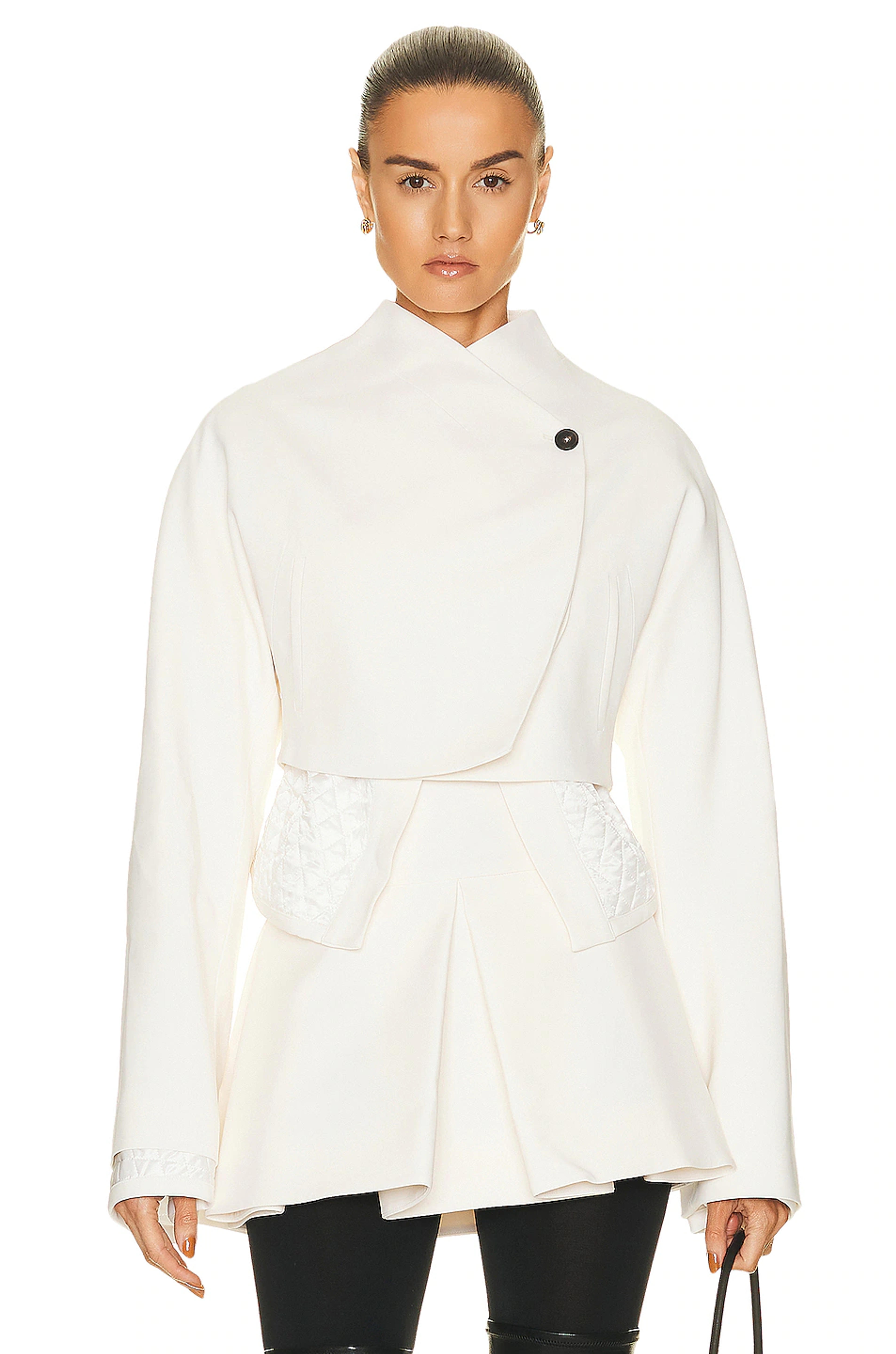 MAXIMILIAN DAVIS Stone Quilted Cropped Jacket in Ivory | FWRD