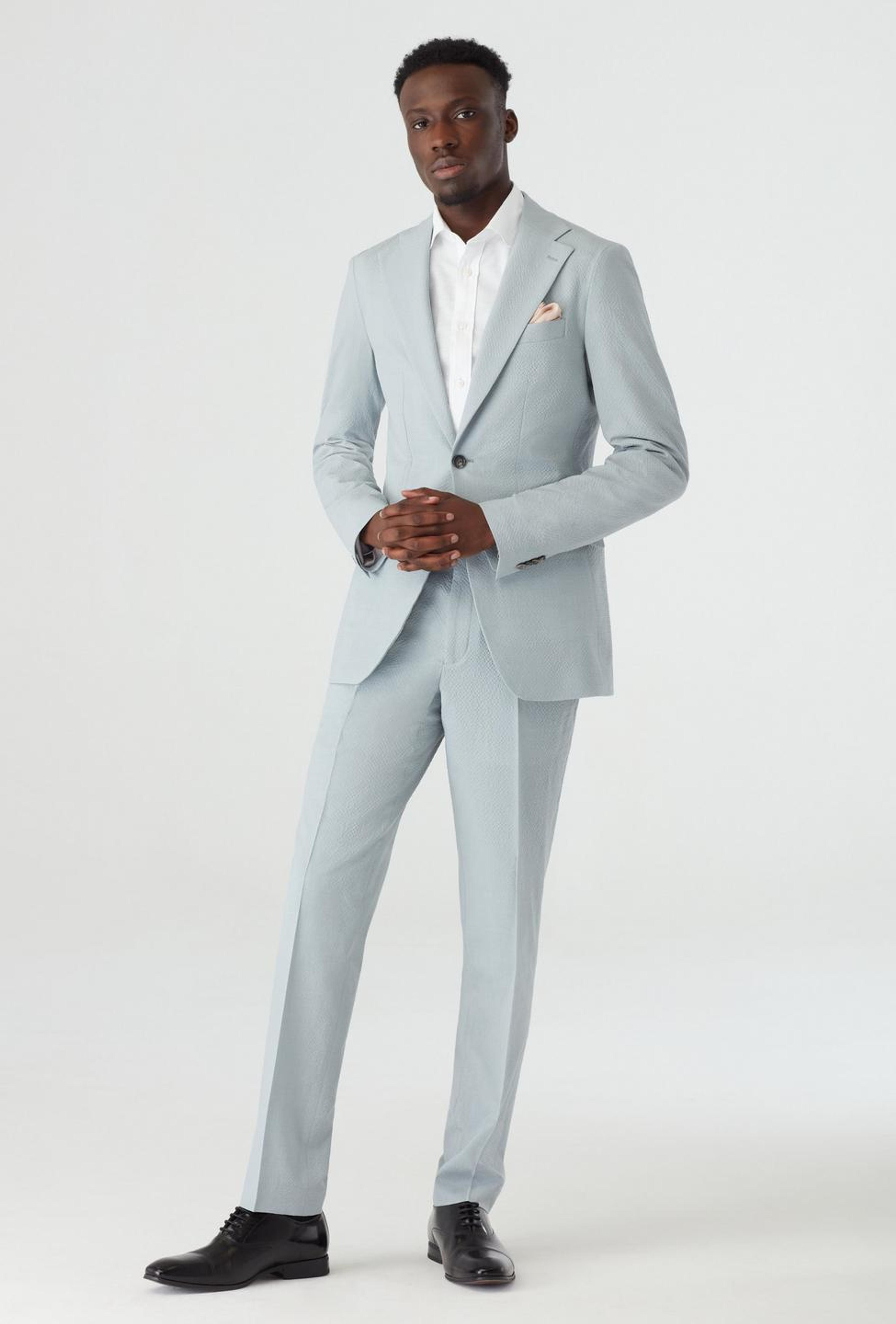 Stapleford Seersucker Dove Gray Suit