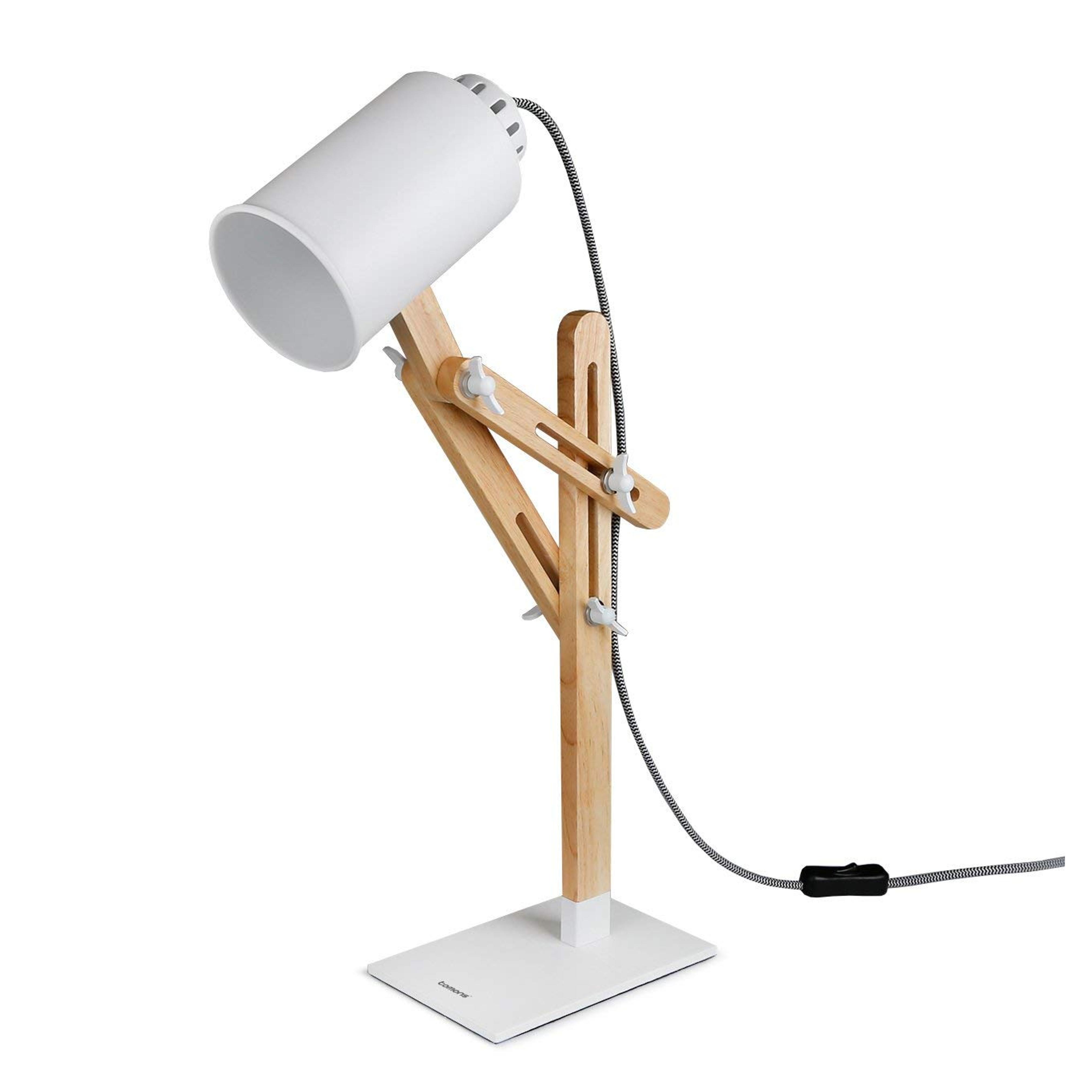 Tomons Led Desk Lamp Wooden Multi-Angle Swing Arm Designer Table Office LED Lamp Bedside Nightstand Reading Study Work Lamp Light