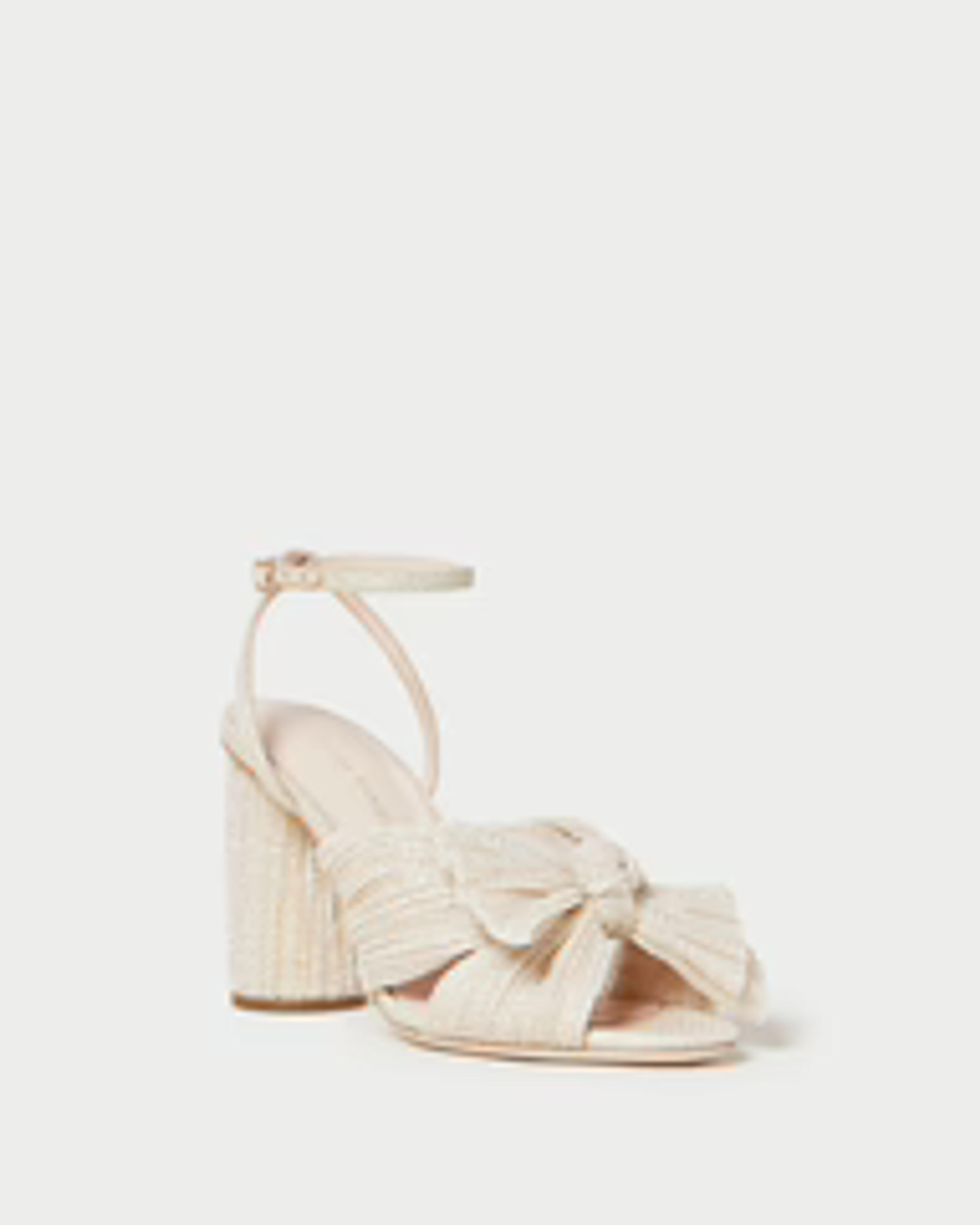 Loeffler Randall | Camellia Cream Sparkle Bow Heel I Heeled Sandals I Footwear