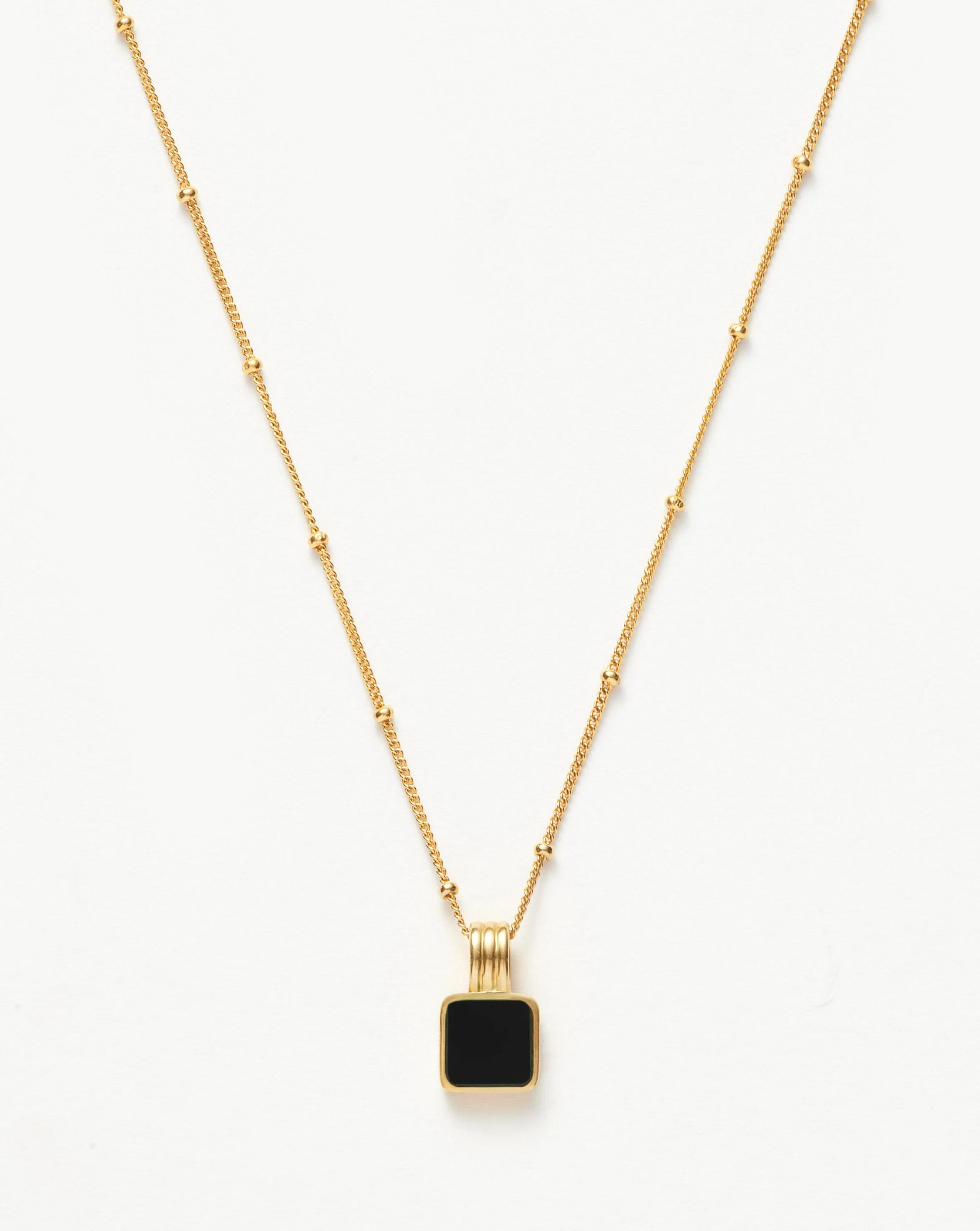 Lucy Williams Square Onyx Necklace | 18ct Gold Plated Vermeil/Black On