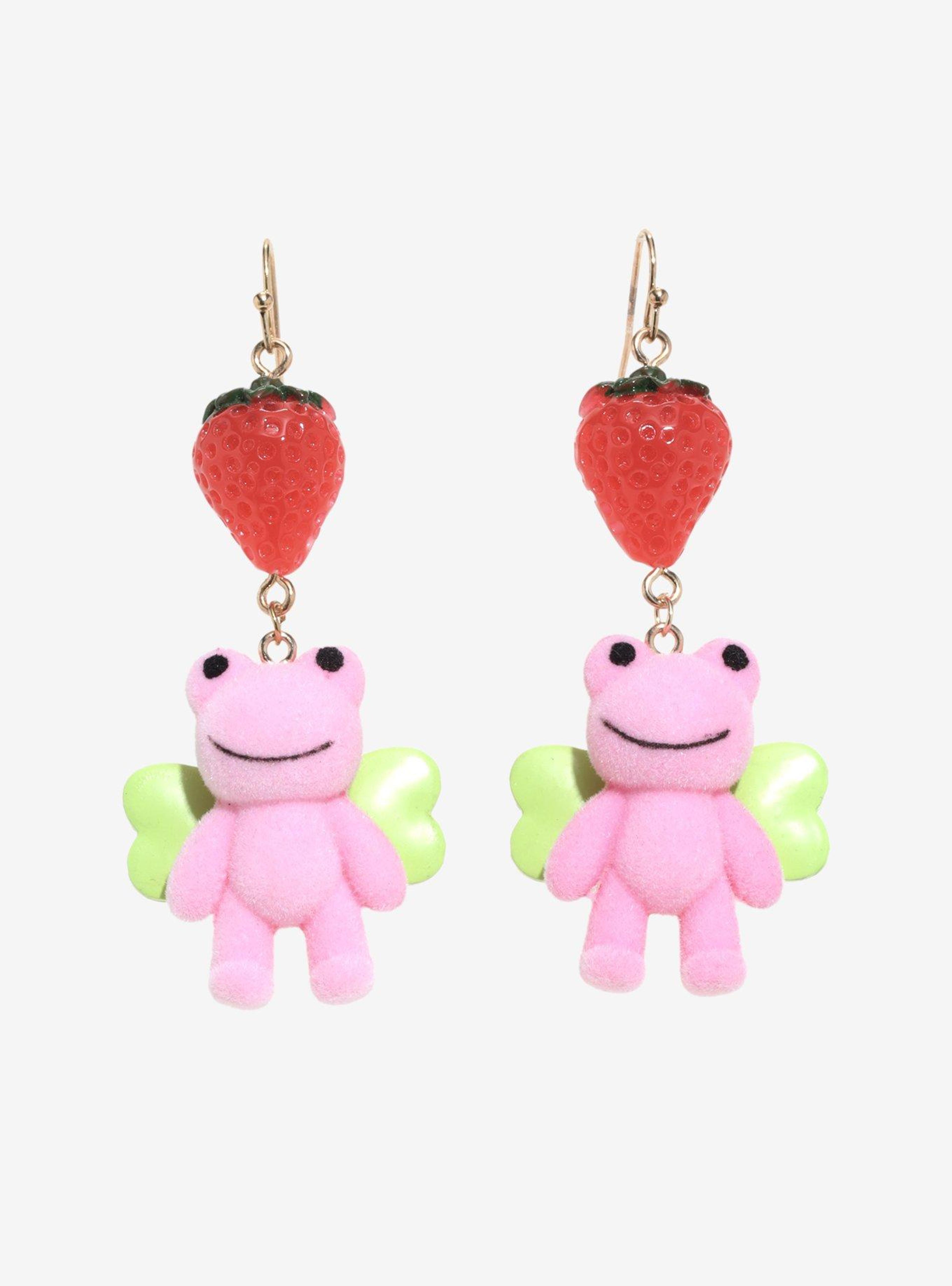 Fairy Frog Strawberry Drop Earrings