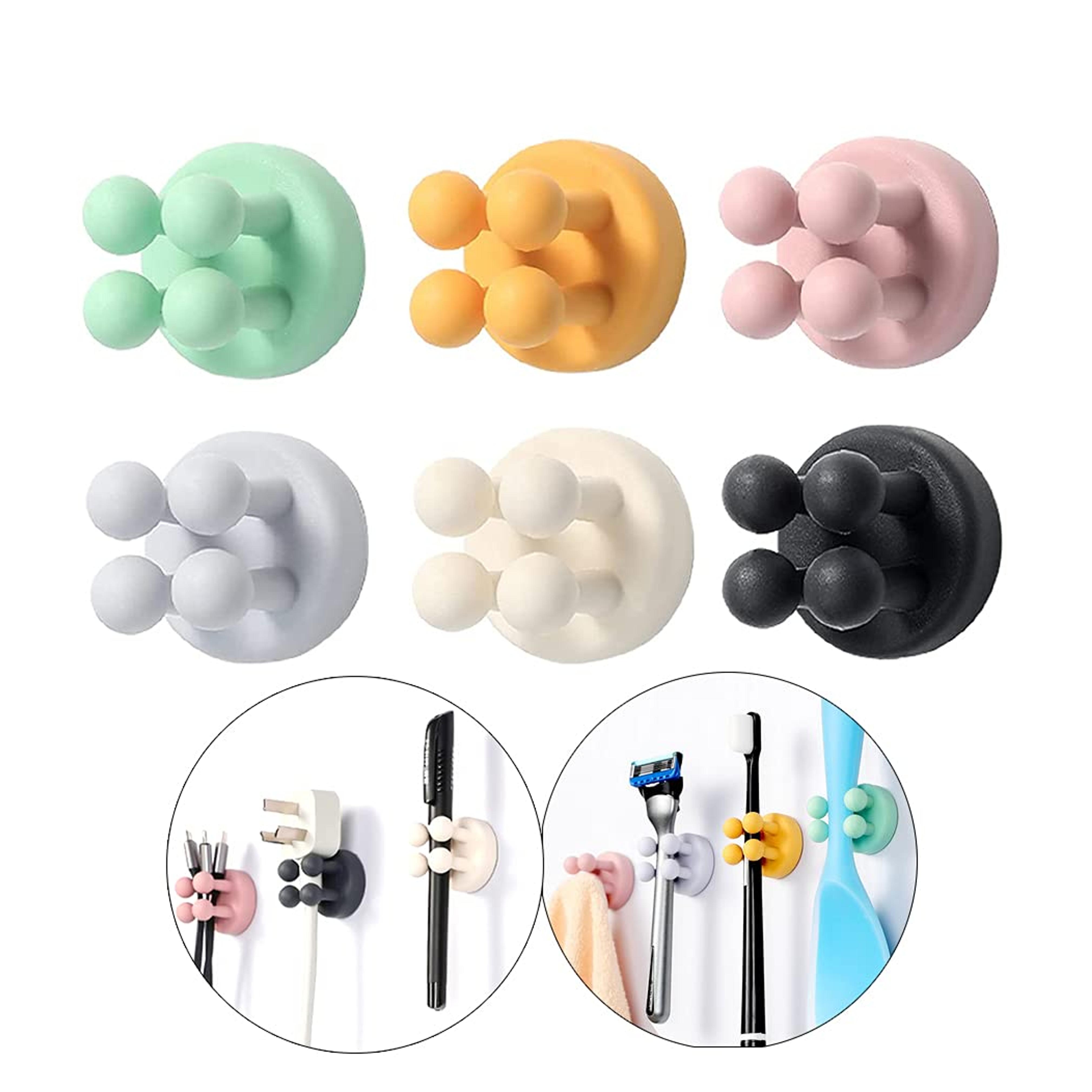 Amazon.com: Defrko Silicone Toothbrush Holders - 6 Pcs Razor Hooks Adhesive Wall Mounted for Hanging Towel Key Plug Cable, Utility Decoration Hook Stick to Dorm Room Door Function for Kitchen Bathroom Home Office : Home & Kitchen