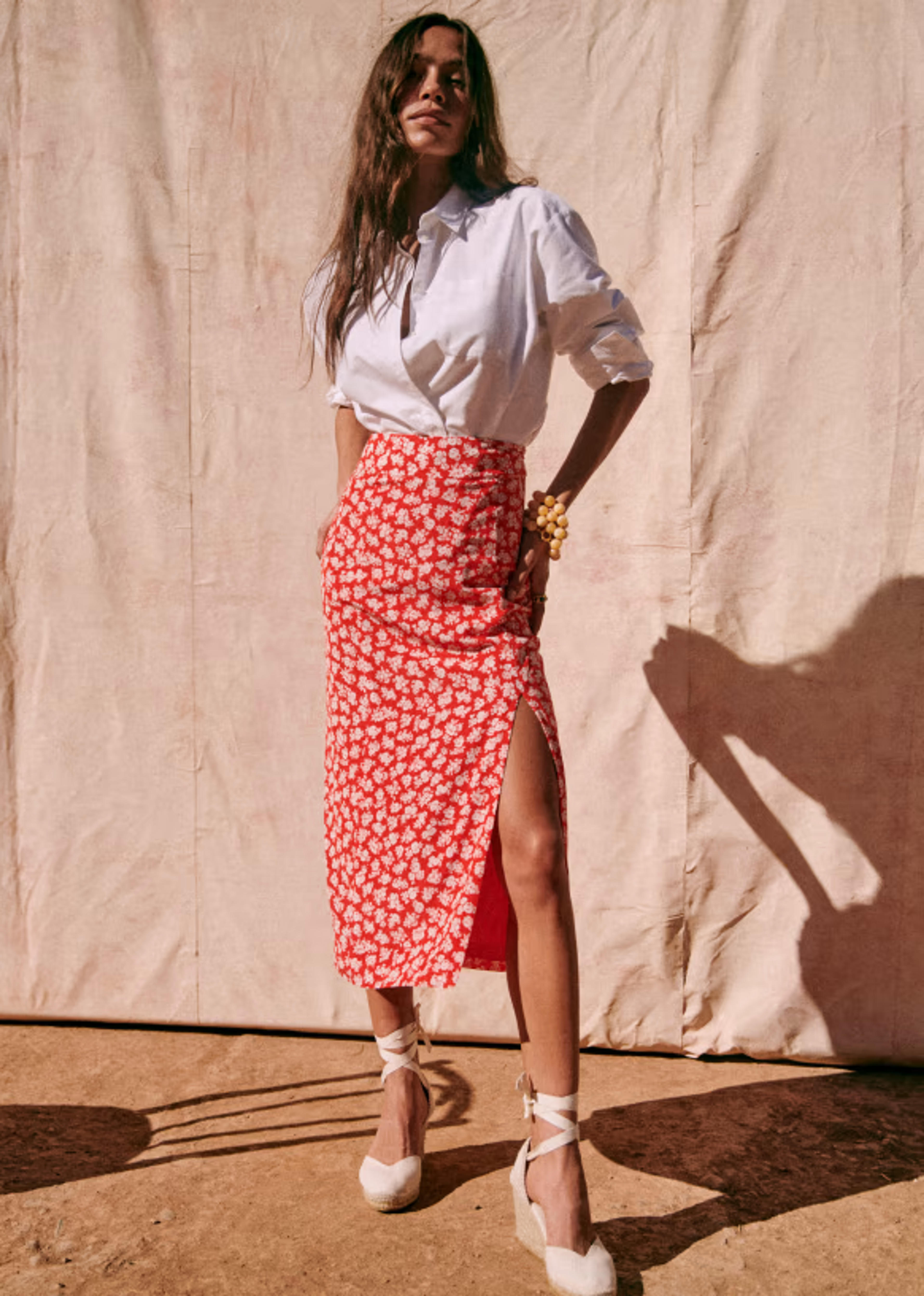 Moisa Skirt - Red Cara print - Silk - Sézane