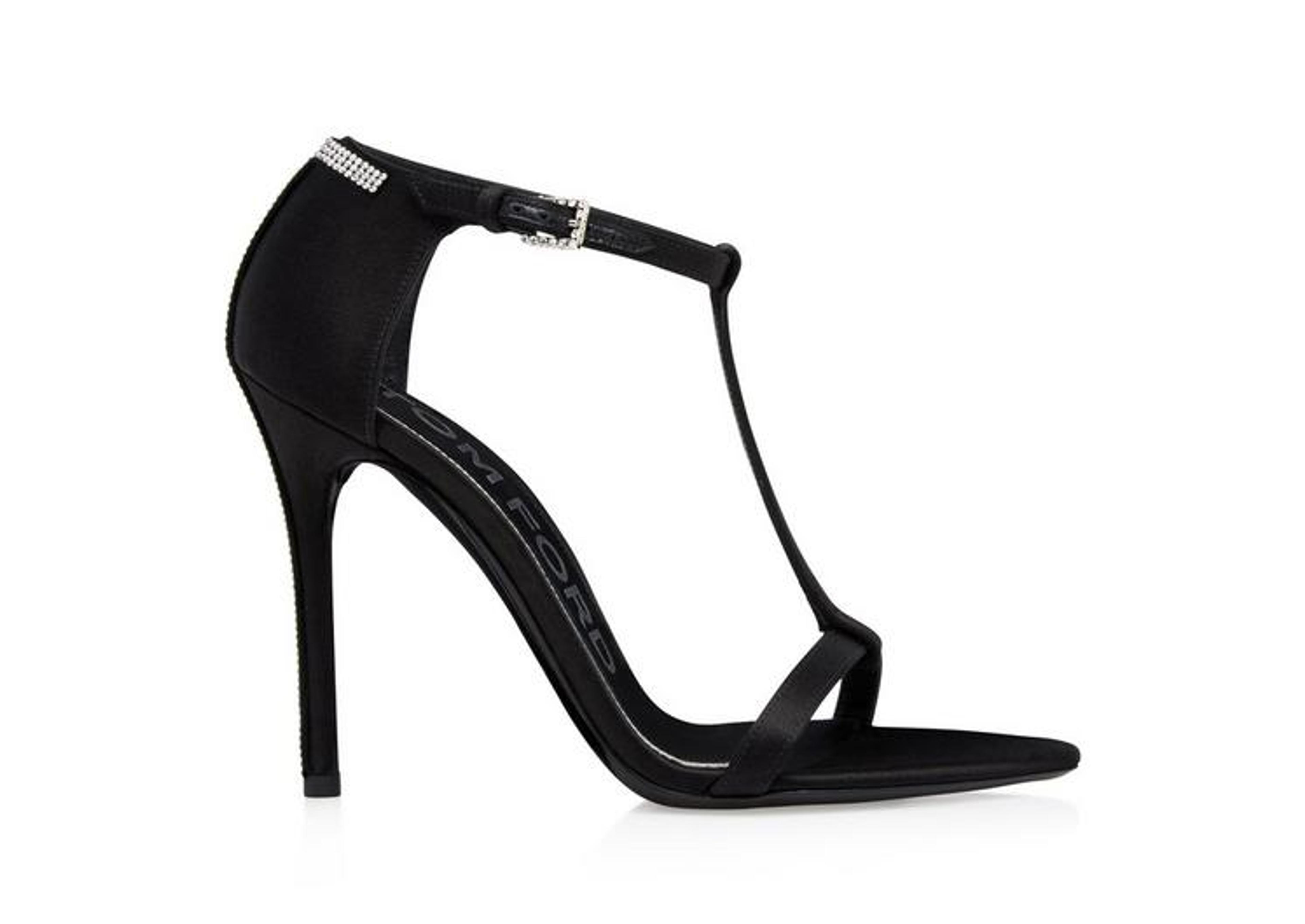 Tom Ford SATIN AND CRYSTAL STONES ICONIC T SANDAL | TomFord.com