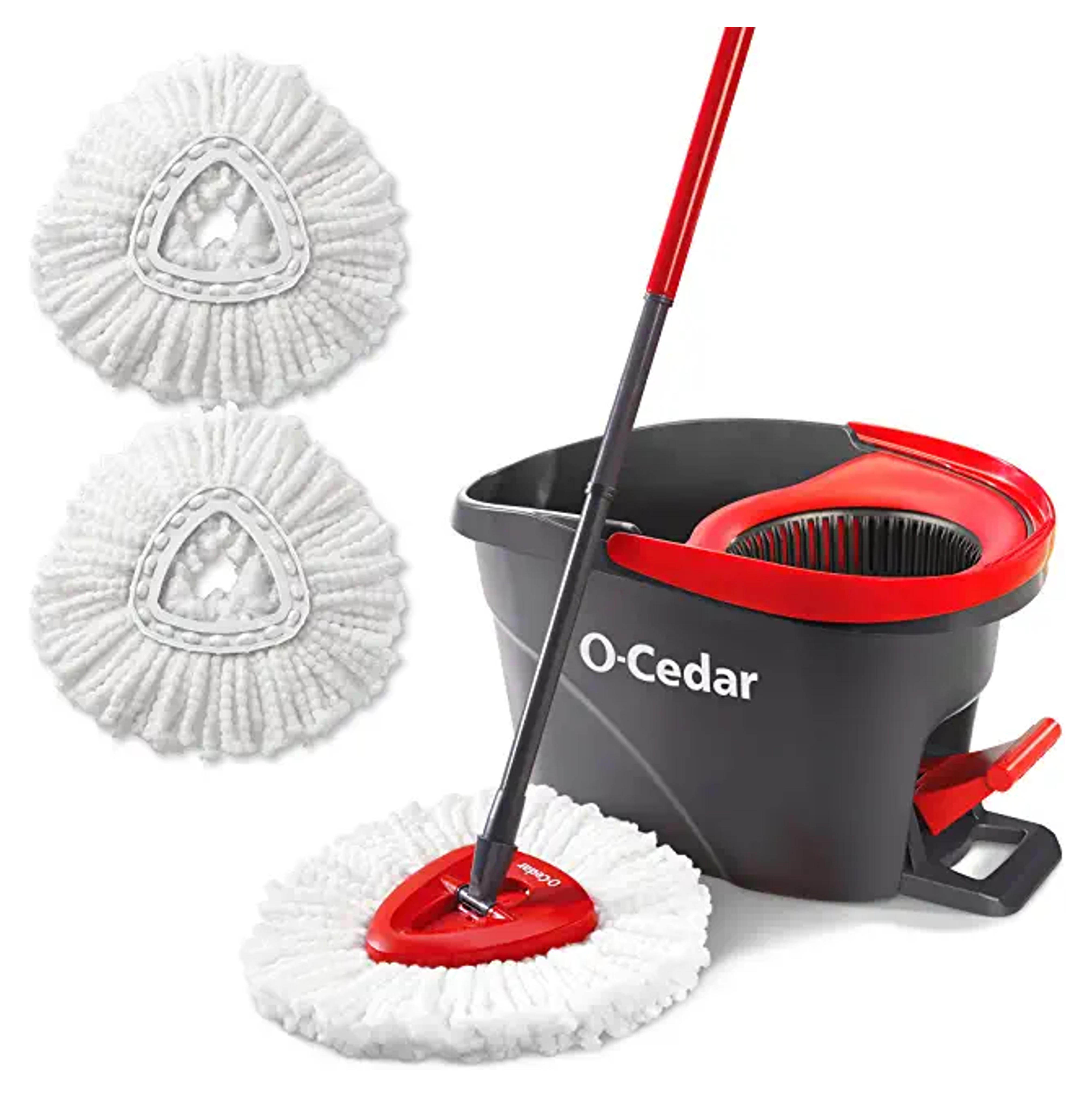 Amazon.com: O-Cedar EasyWring Microfiber Spin Mop & Bucket Floor Cleaning System + 2 Extra Refills, Red/Gray : Health & Household