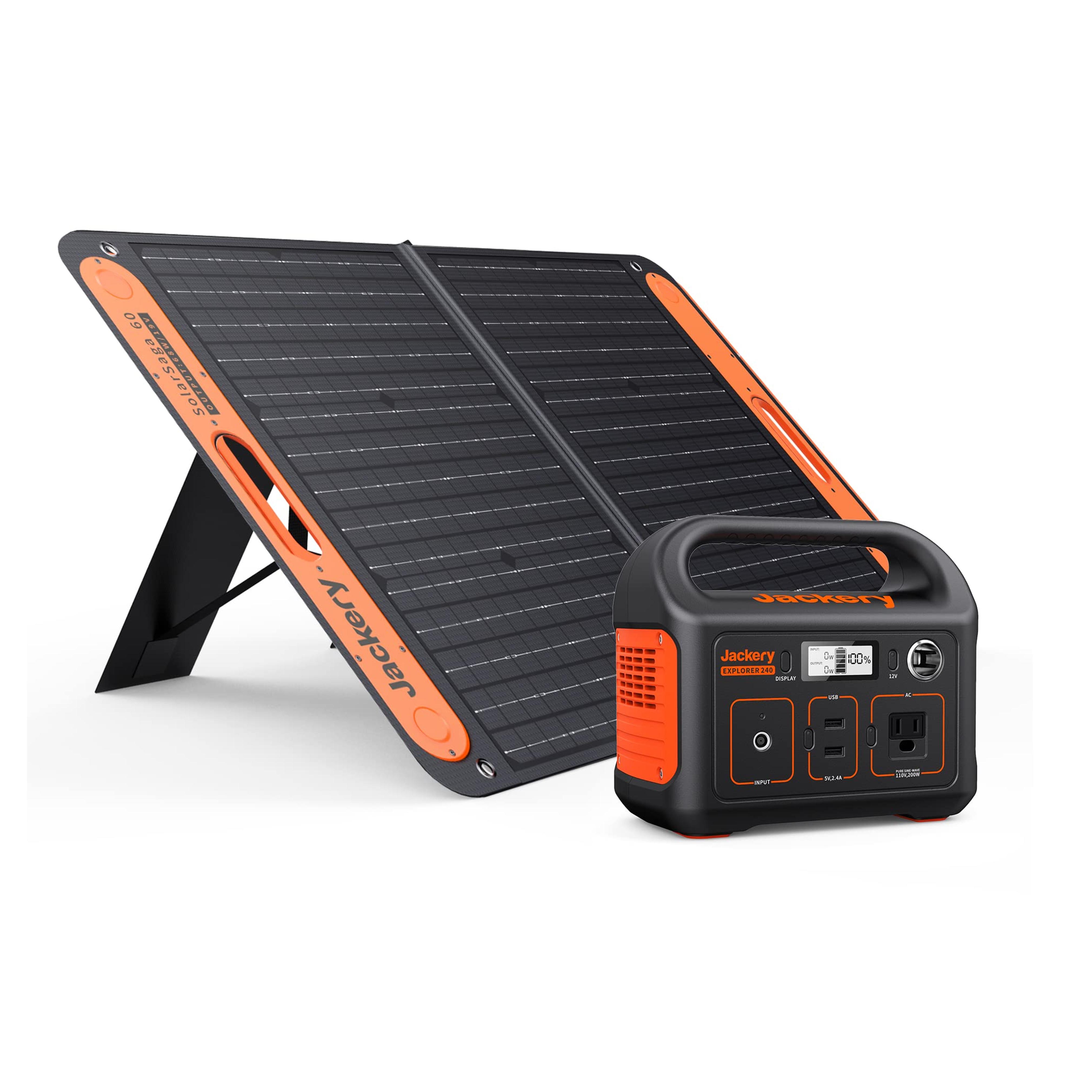 Jackery Solar Generator 240, 240Wh Backup Lithium Battery, 110V/200W Pure Sine Wave AC Outlet, Solar Generator for Outdoors Camping Travel Hunting Emergency