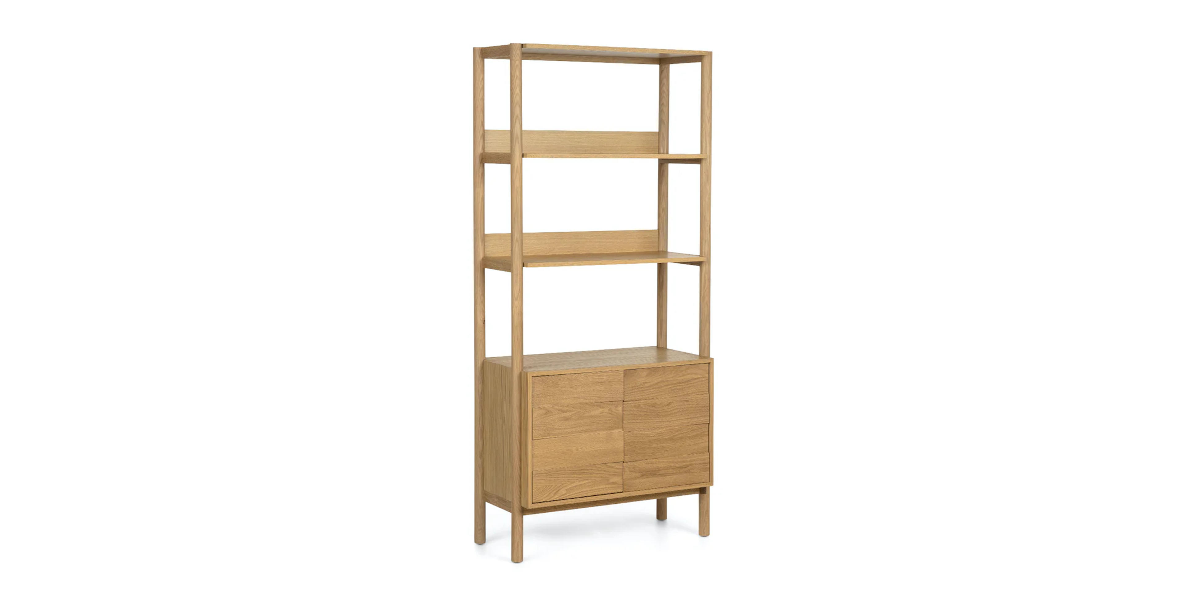 Merto White Oak Wood Storage Bookcase & Cabinet w/ Doors | Article