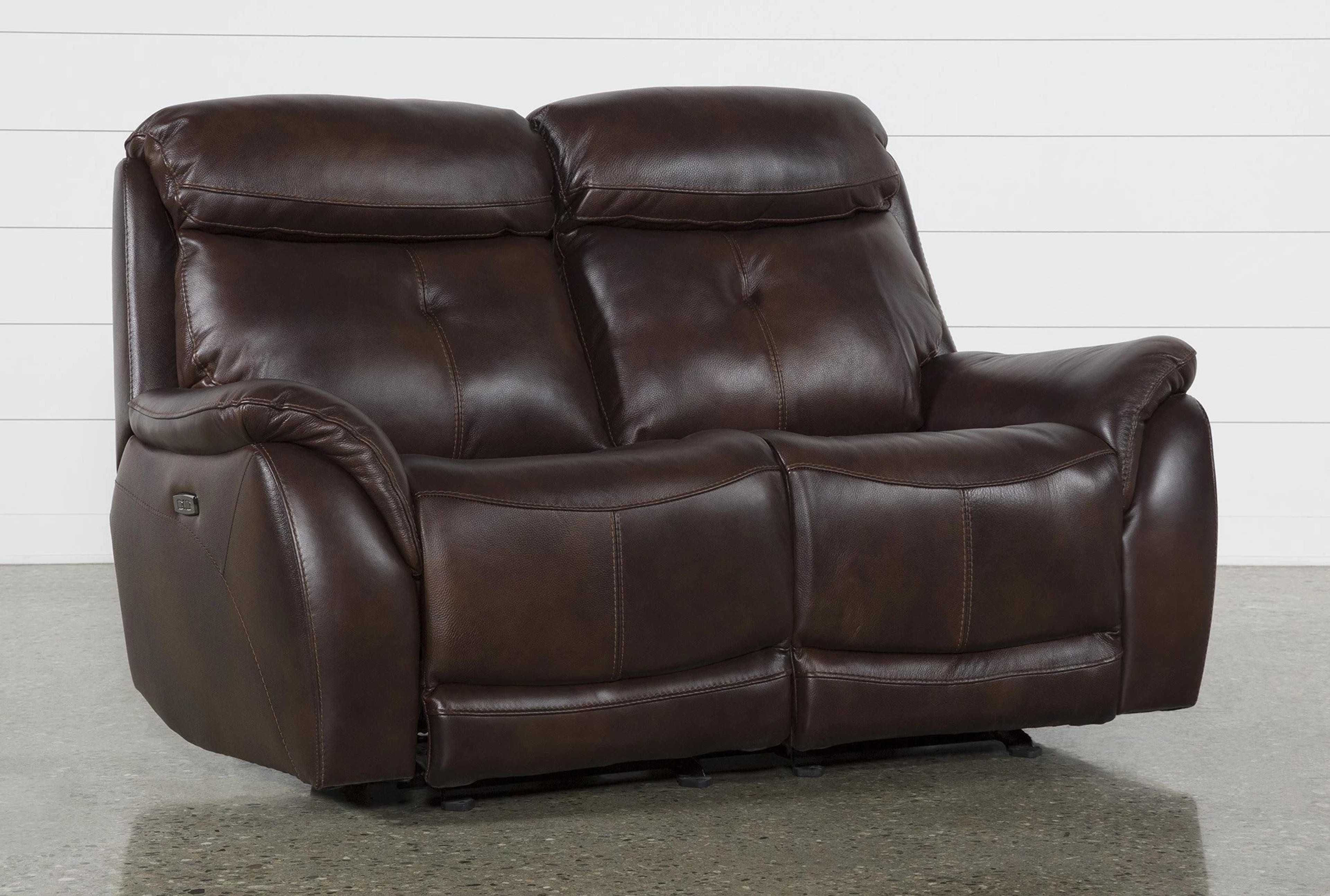 Shane Leather Power Reclining Glider 68" Loveseat With Power Headrest | Living Spaces