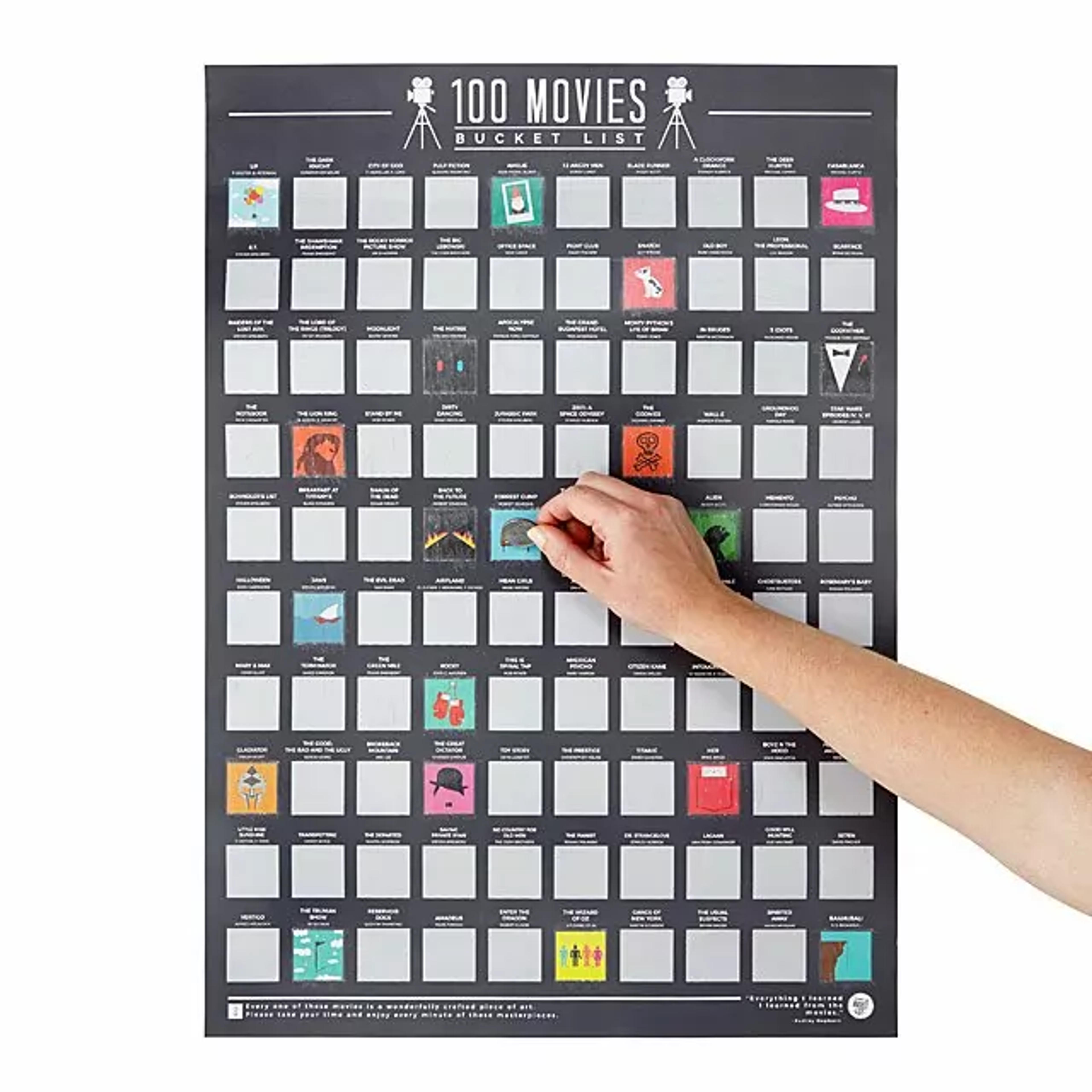 100 Movies Scratch Off Poster | Movie Scratch Off Poster | Uncommon Goods