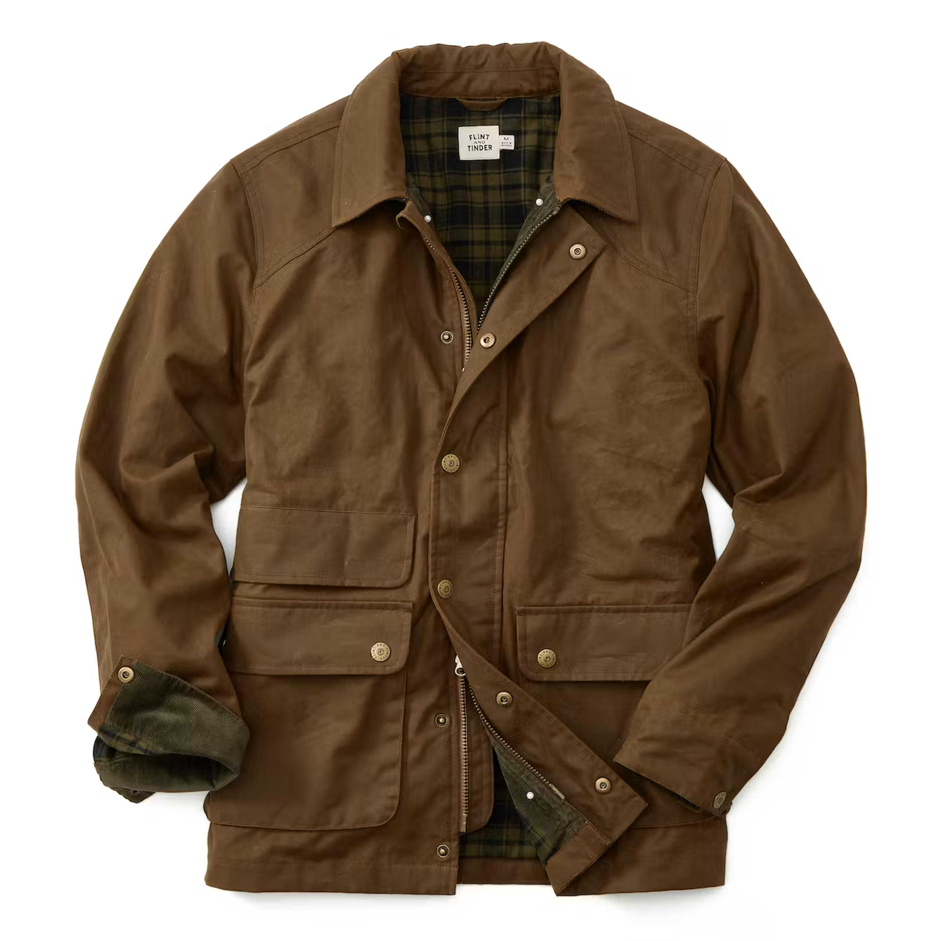 Flint and Tinder Flannel-Lined Waxed Hudson Jacket | Havana | Size: L | Utility ...