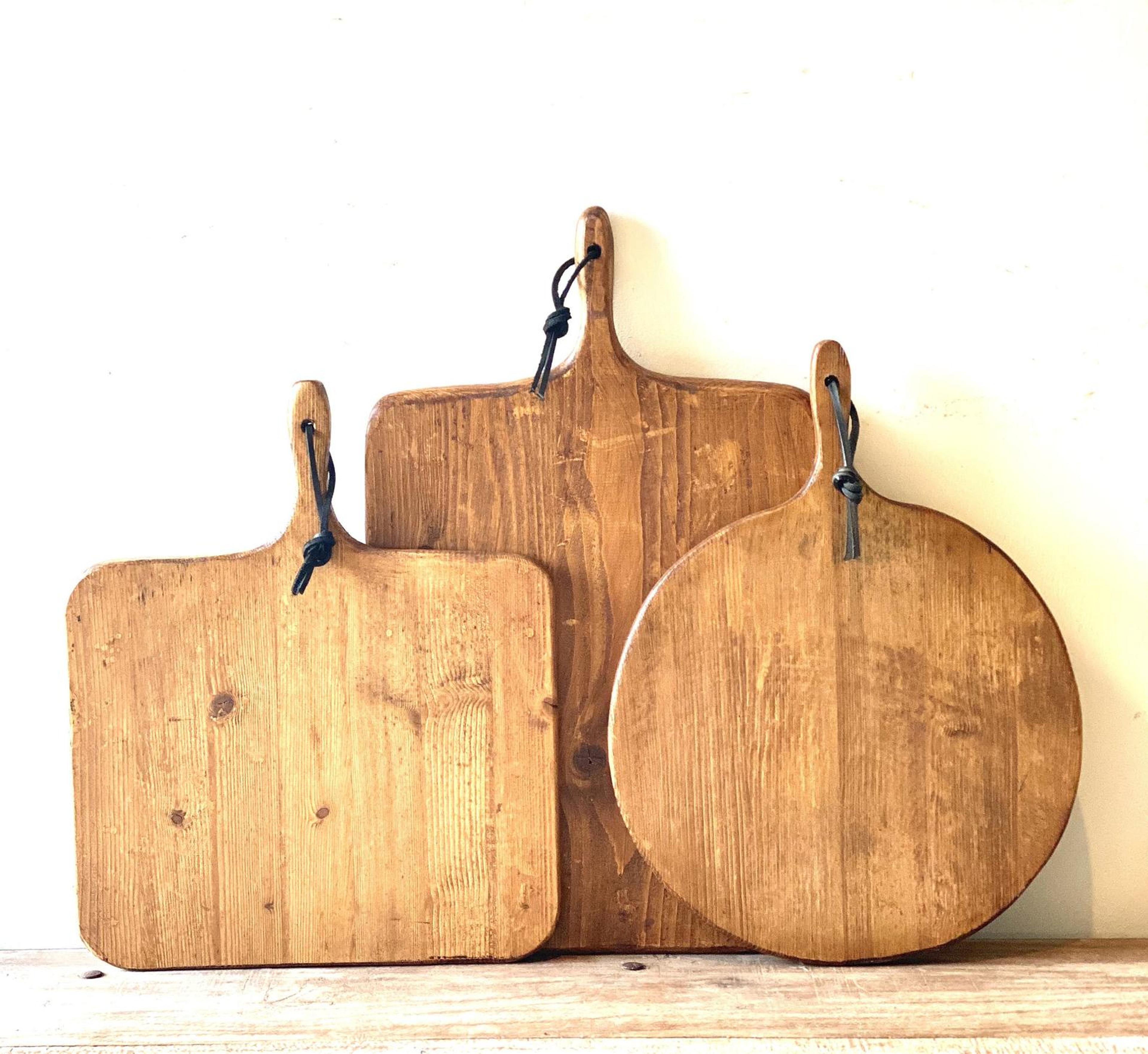 Set of Three Bread Boards, Small Round, Small Rectangle, Medium Rectangle Bread Board, French Charcuterie Board, Cheese Board - CHASING VINTAGE