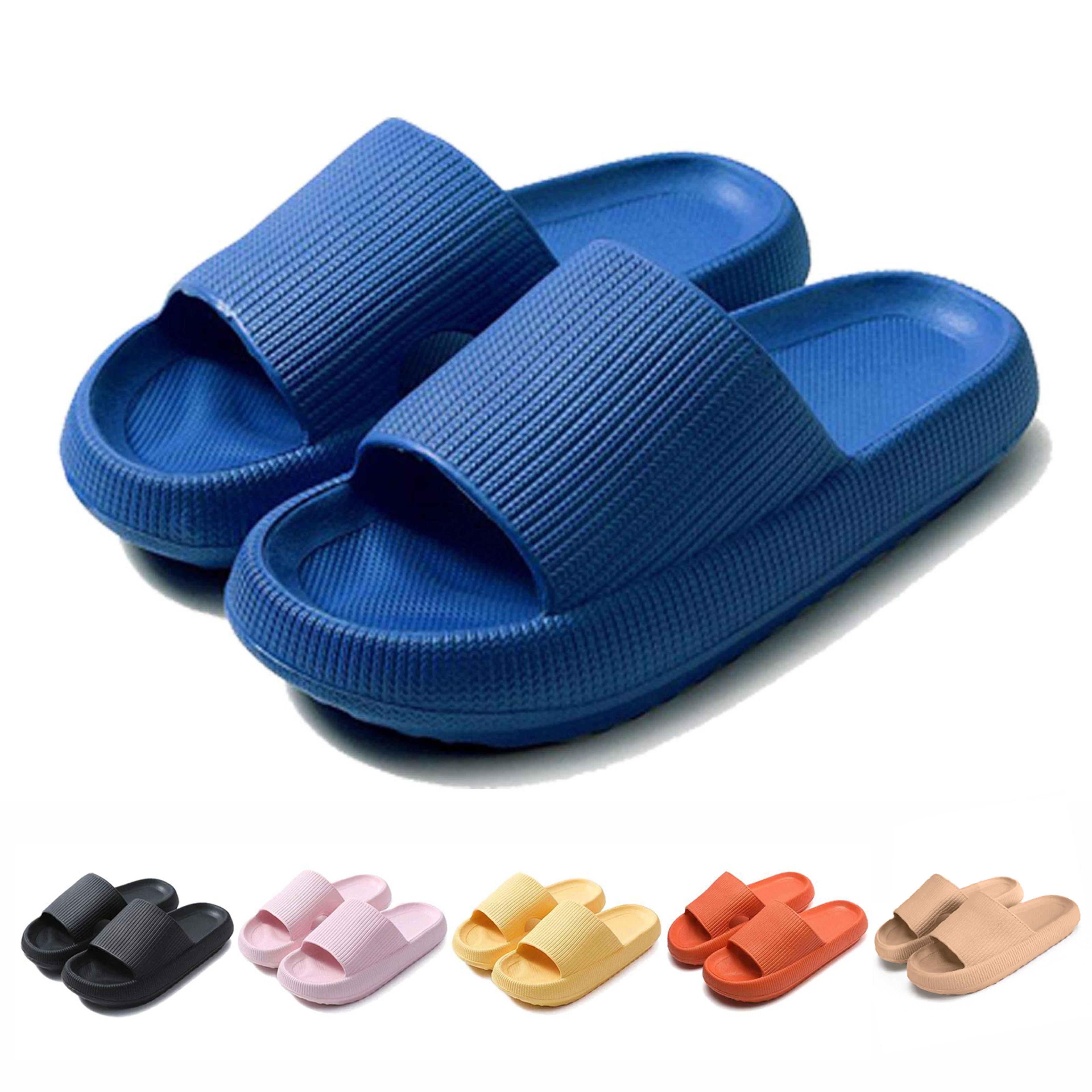 Shower Shoes Pillow Slides Sandals Women Men House Slippers , Blue 42-43, Size W 10-11 M 8.5-9.5