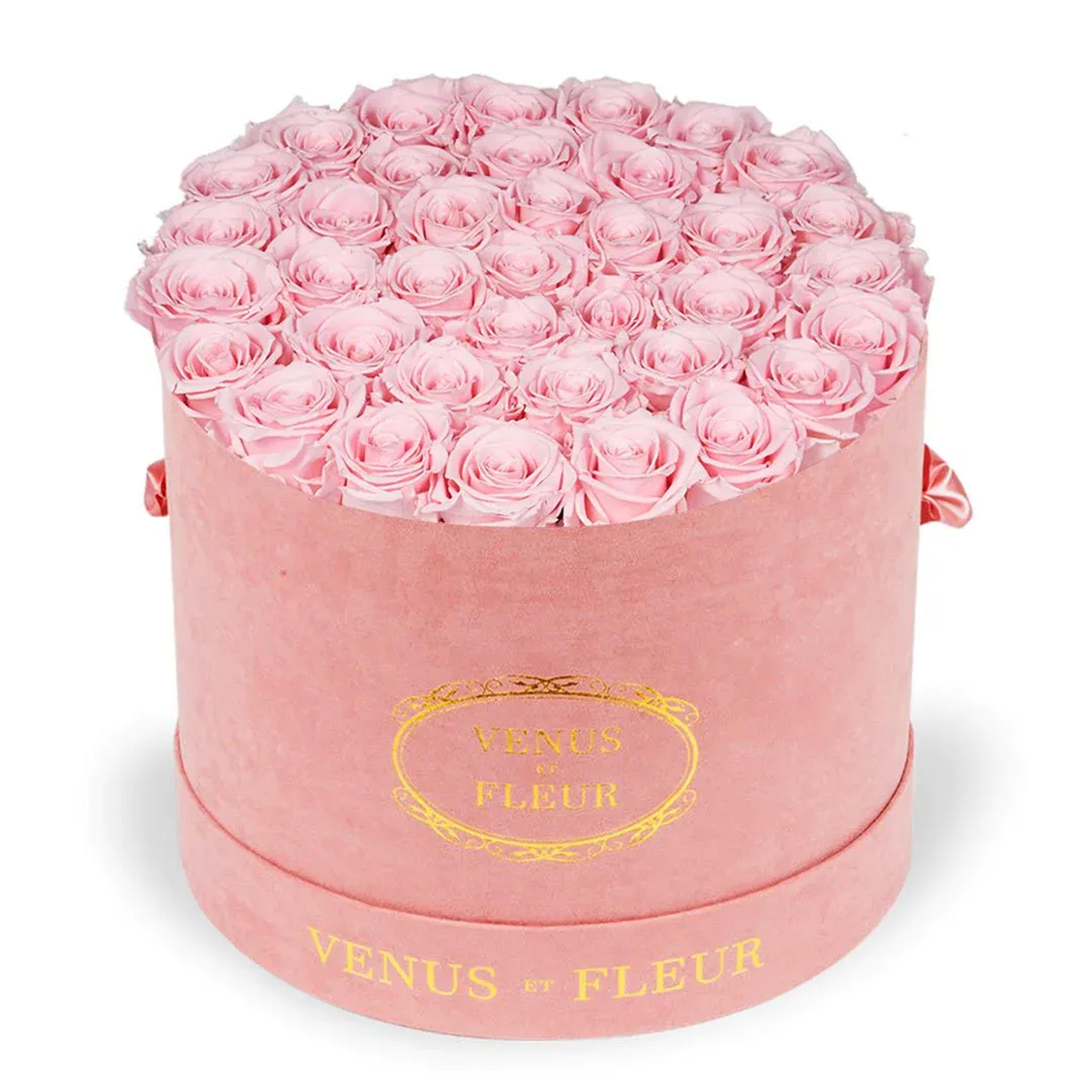 Large Round - Pink Suede with Eternity Roses – Venus et Fleur