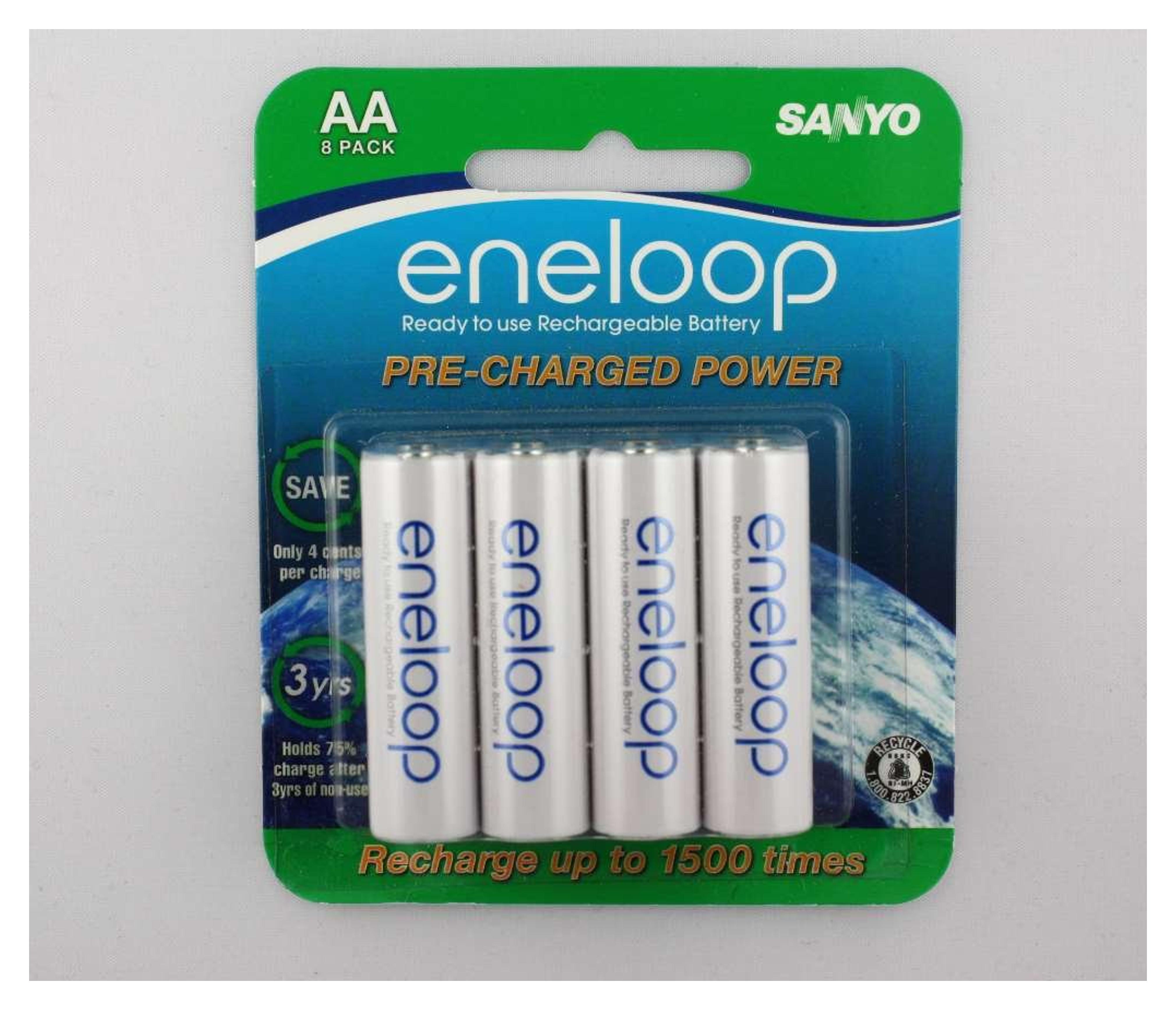 eneloop 4 Pack AA, Ni-MH Pre-Charged Rechargeable Batteries