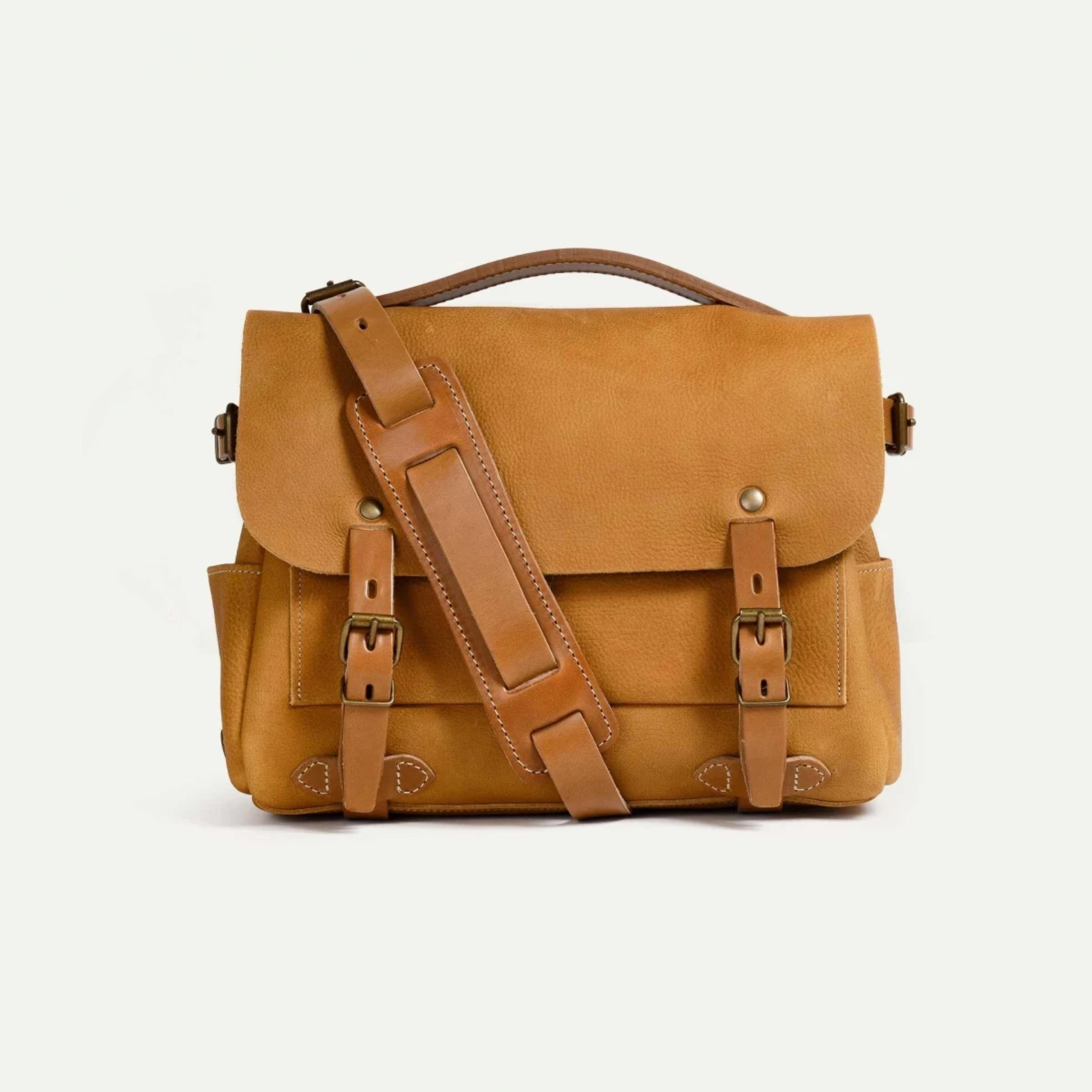 Postman bag Éclair S - Honey / Waxed Leather - Messenger bag - Made in France