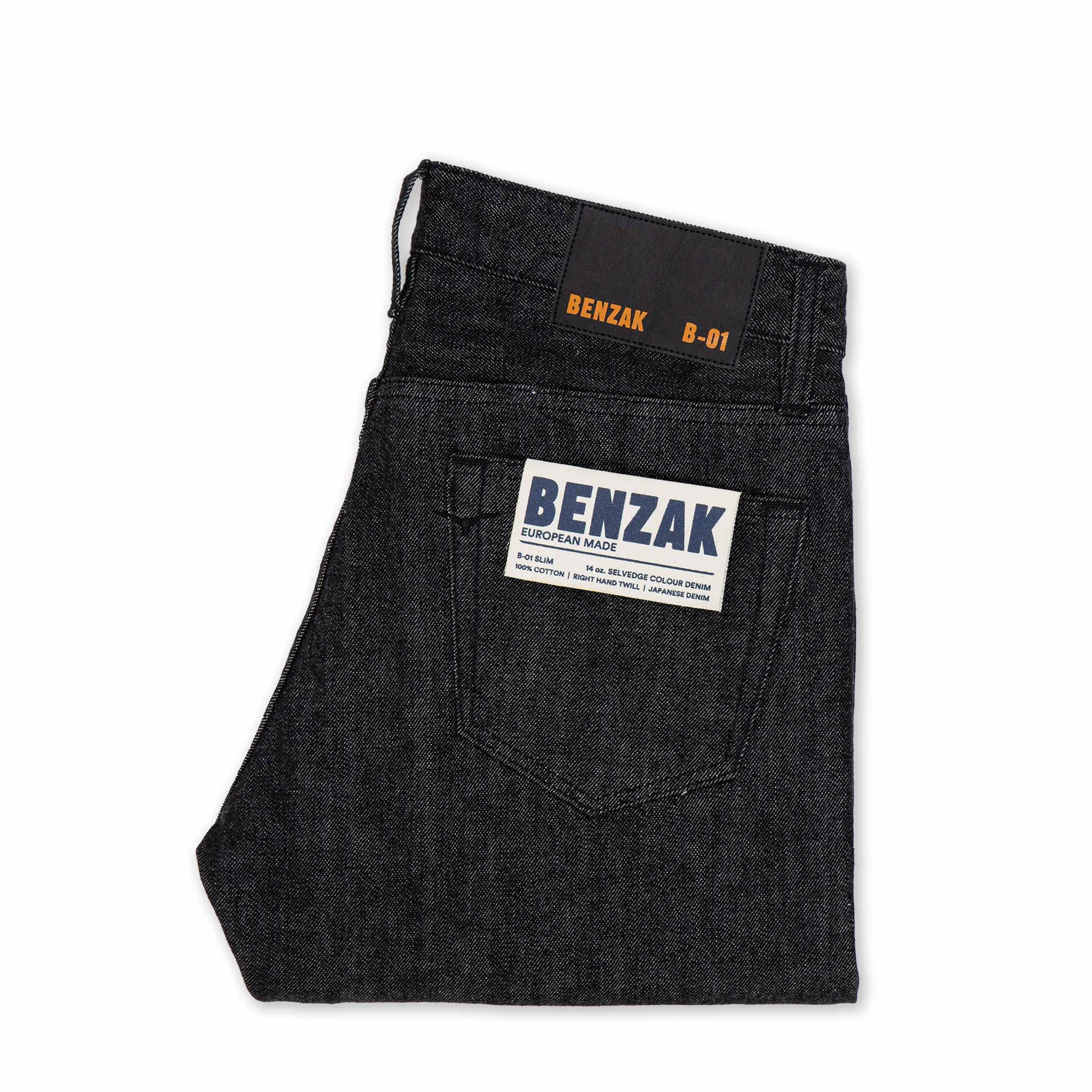 B-01 SLIM 14 oz. selvedge colour denim / black | BENZAK – Benzak Denim Developers