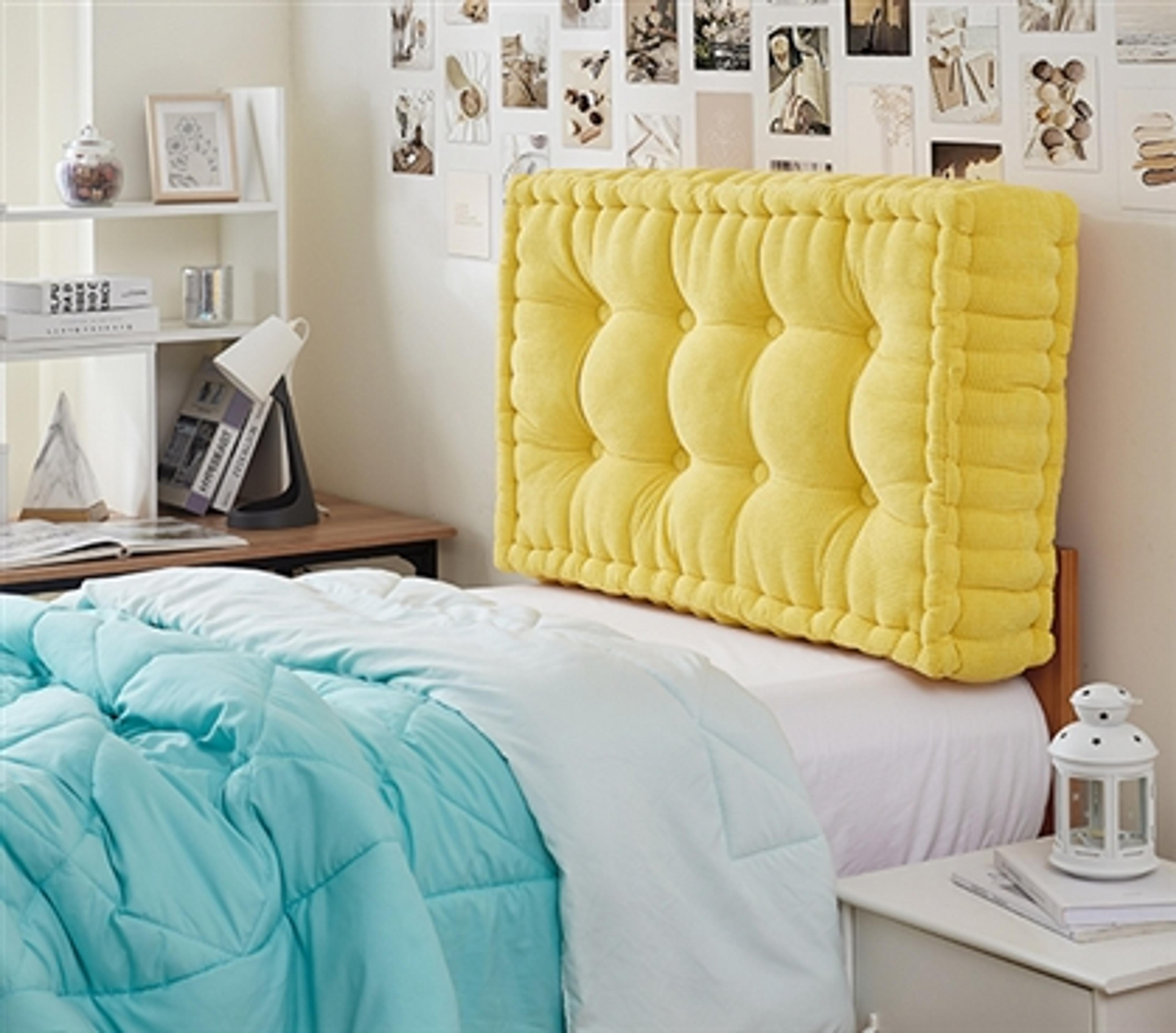 Cute Dorm Room Decor - Rainha - Ultra Thick Tufted College Yellow Headboard Twin Bedding Accessory