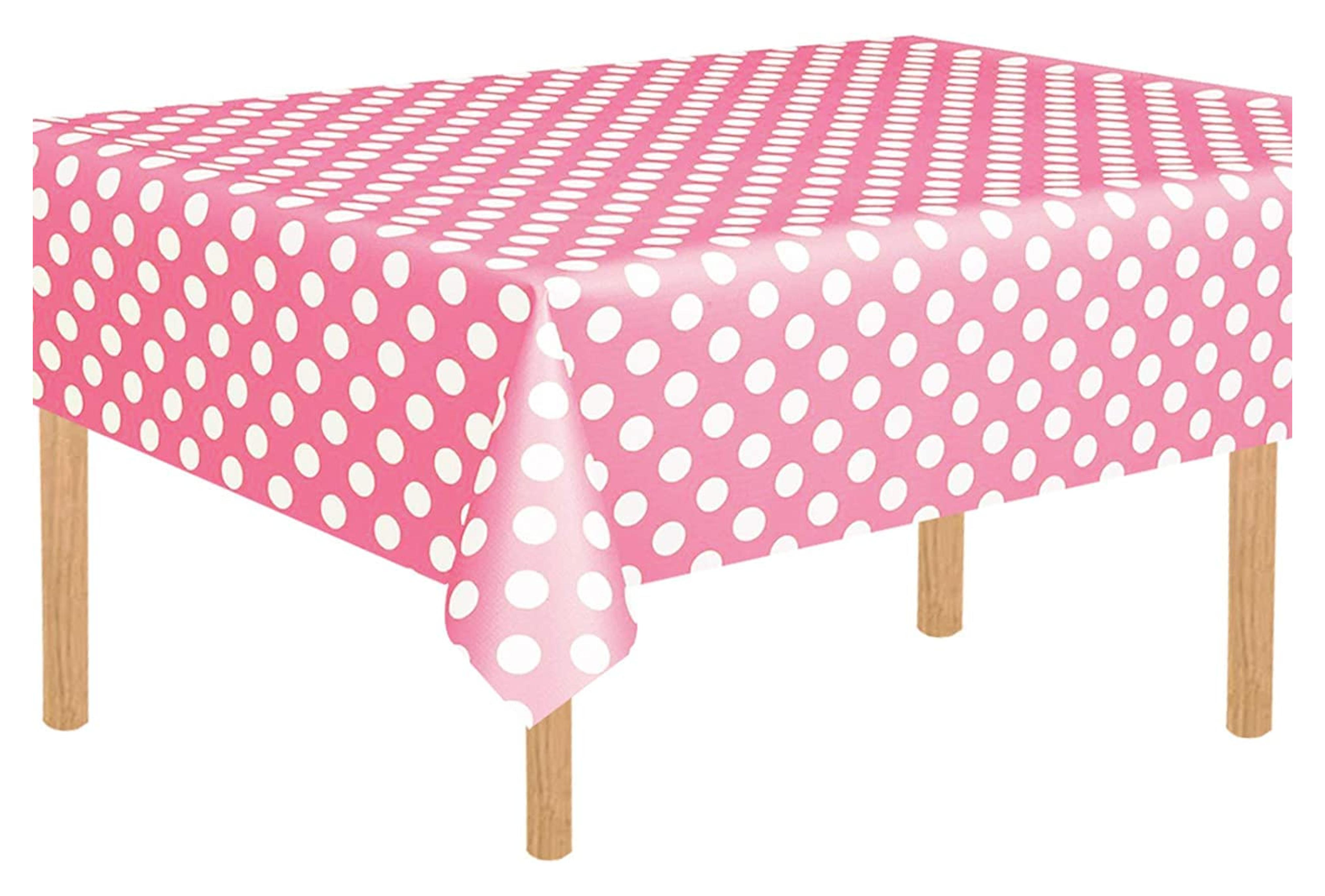 3 Pack Pink Polka Dot Plastic Tablecloth 54"x108" Inch Polka Dot Table Cover for Catering, Food Service, Buffets, Family Reunions and Other Occasional Parties/Events Decorations.