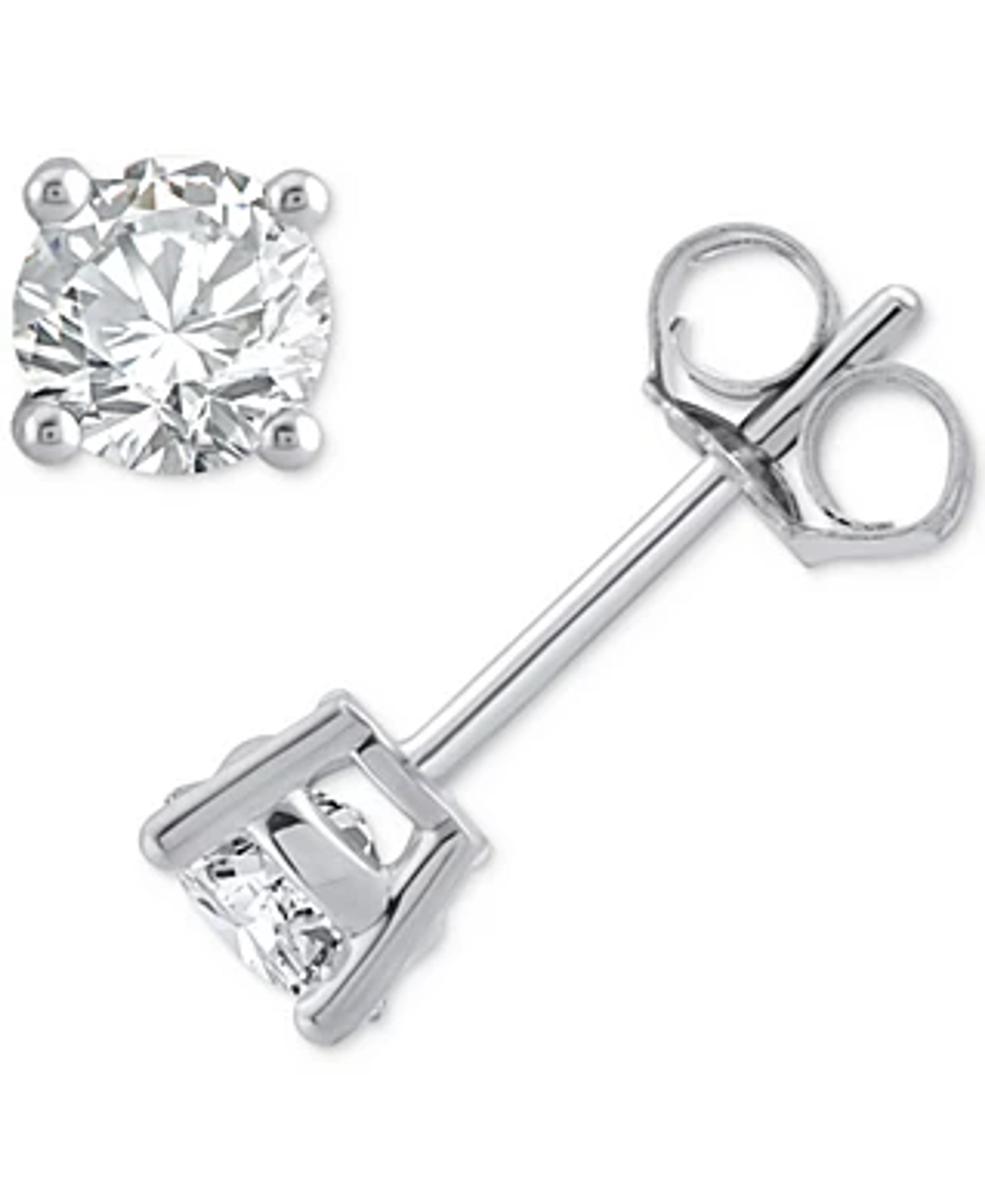 Macy's Diamond Stud Earrings (1/2 ct. t.w.) in 14k White or Yellow Gold & Reviews - Earrings - Jewelry & Watches - Macy's