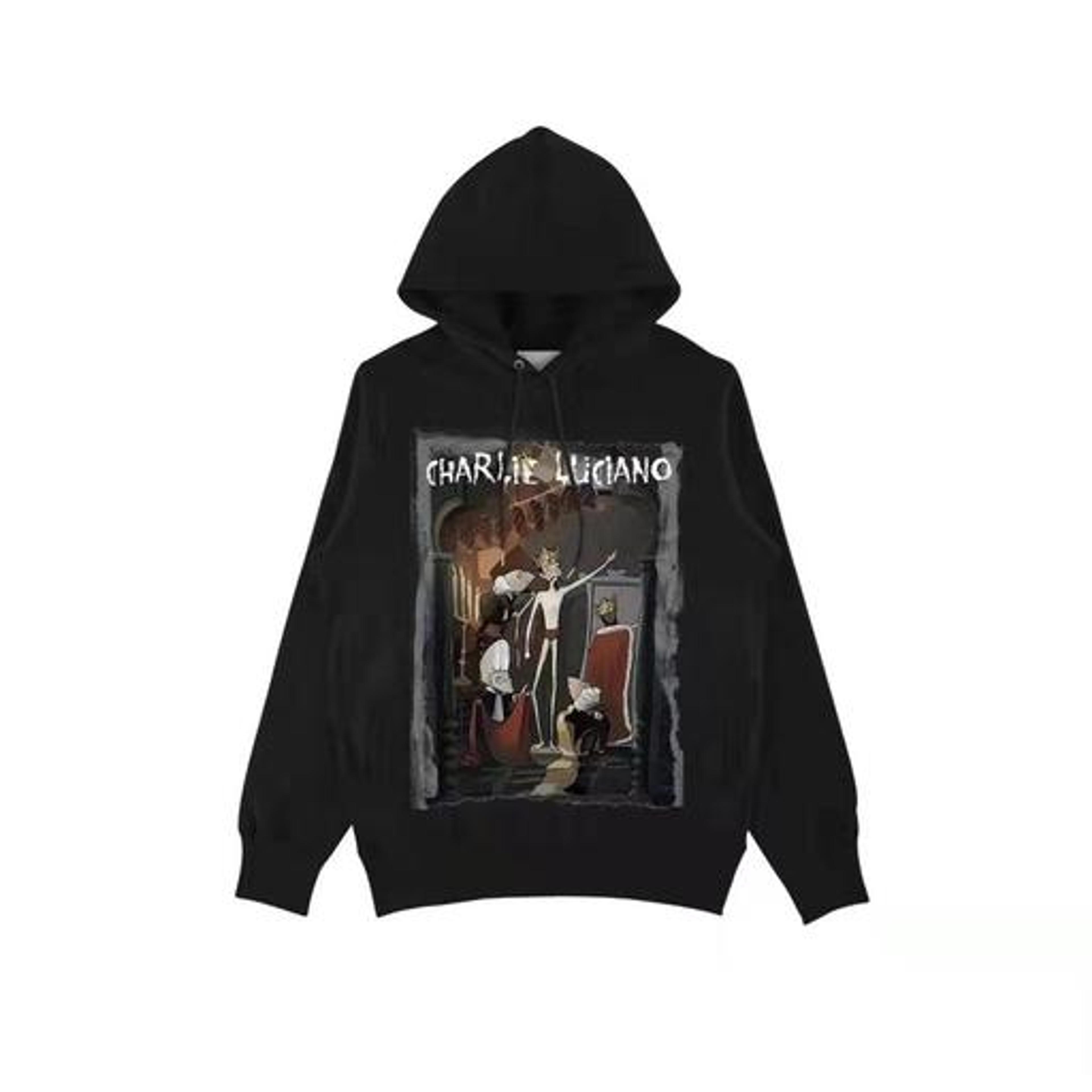 Charlie Luciano Emperor's New Clothes Print Hoodie Black | unisex