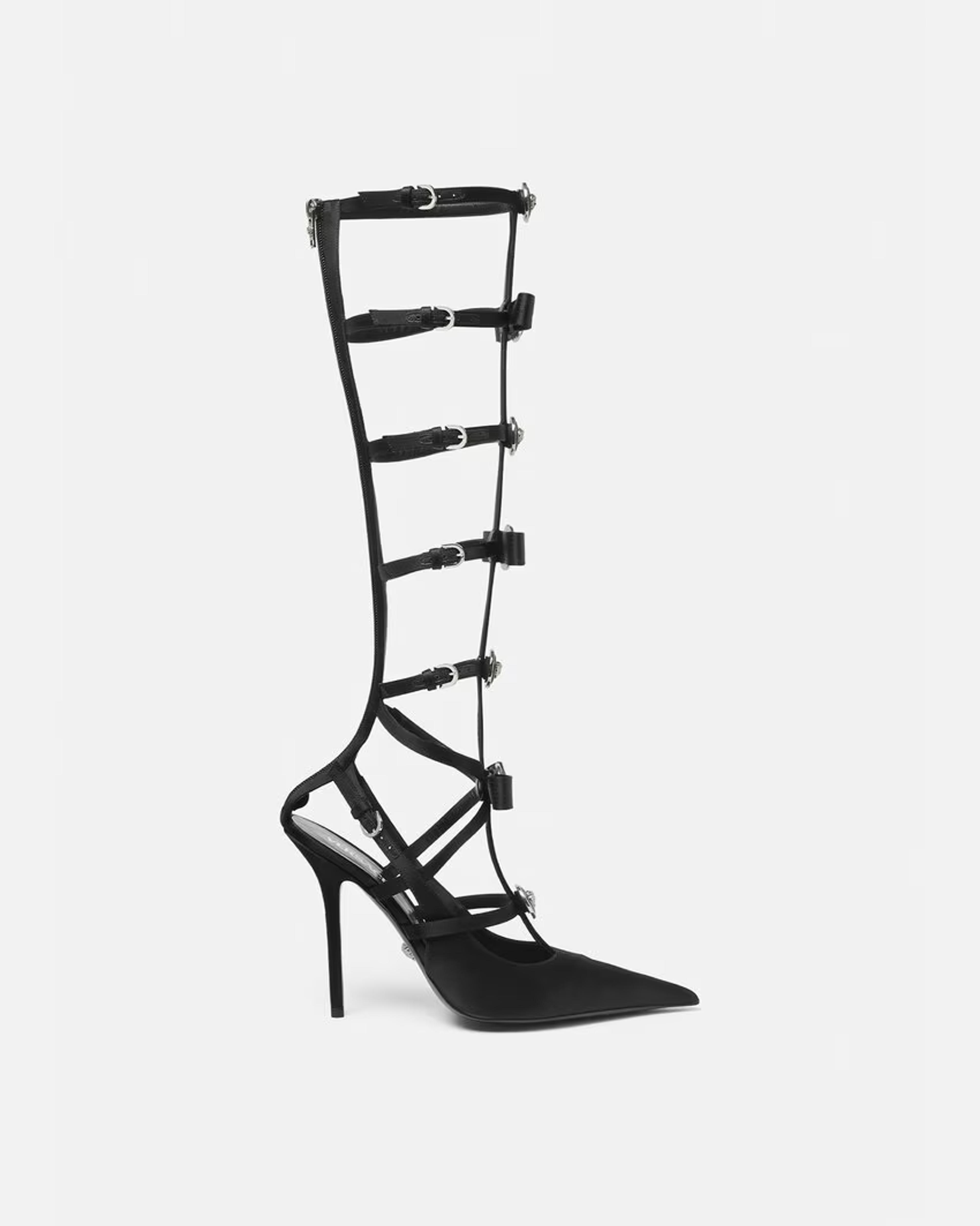 Versace Gianni Ribbon Satin Cage Pumps | VERSACE