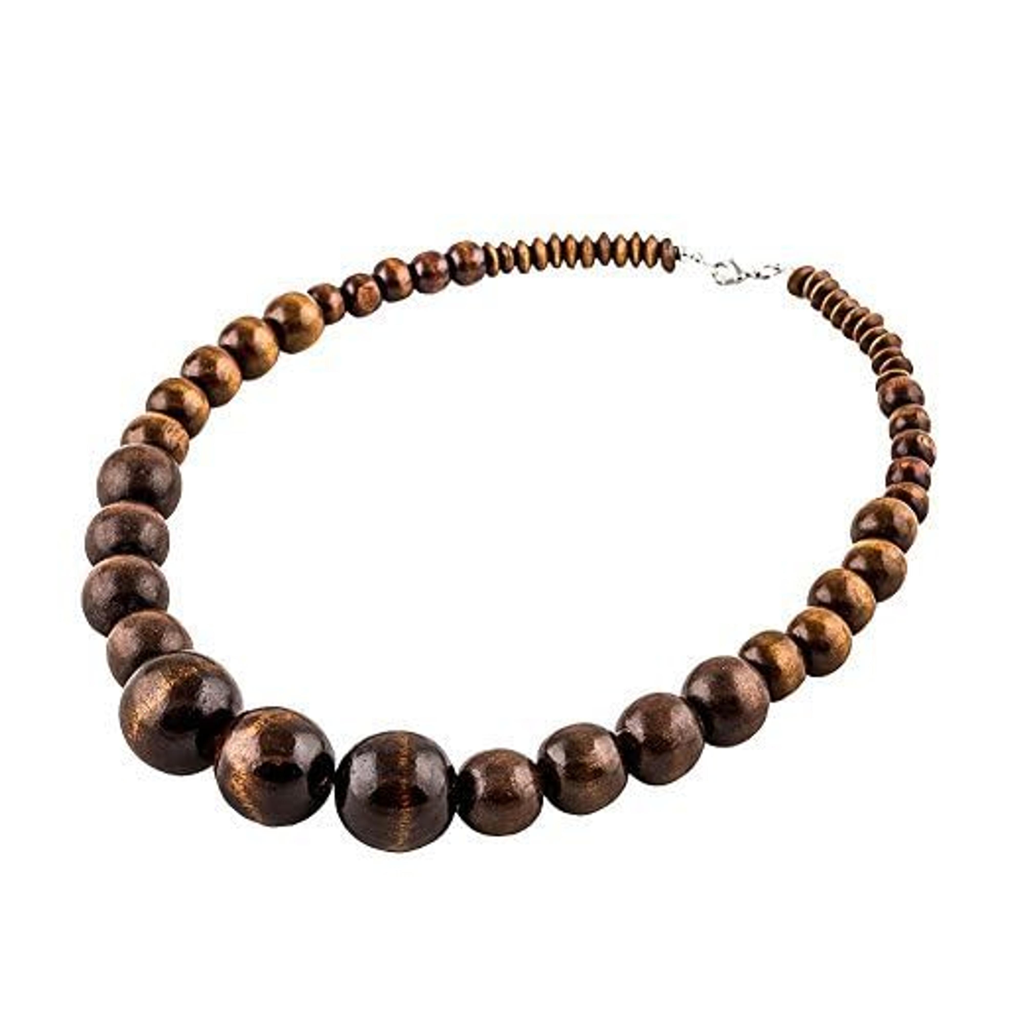 EVBEA Wood Bead Necklace Africa Wooden Chain Statement Unisex Chunky Necklaces