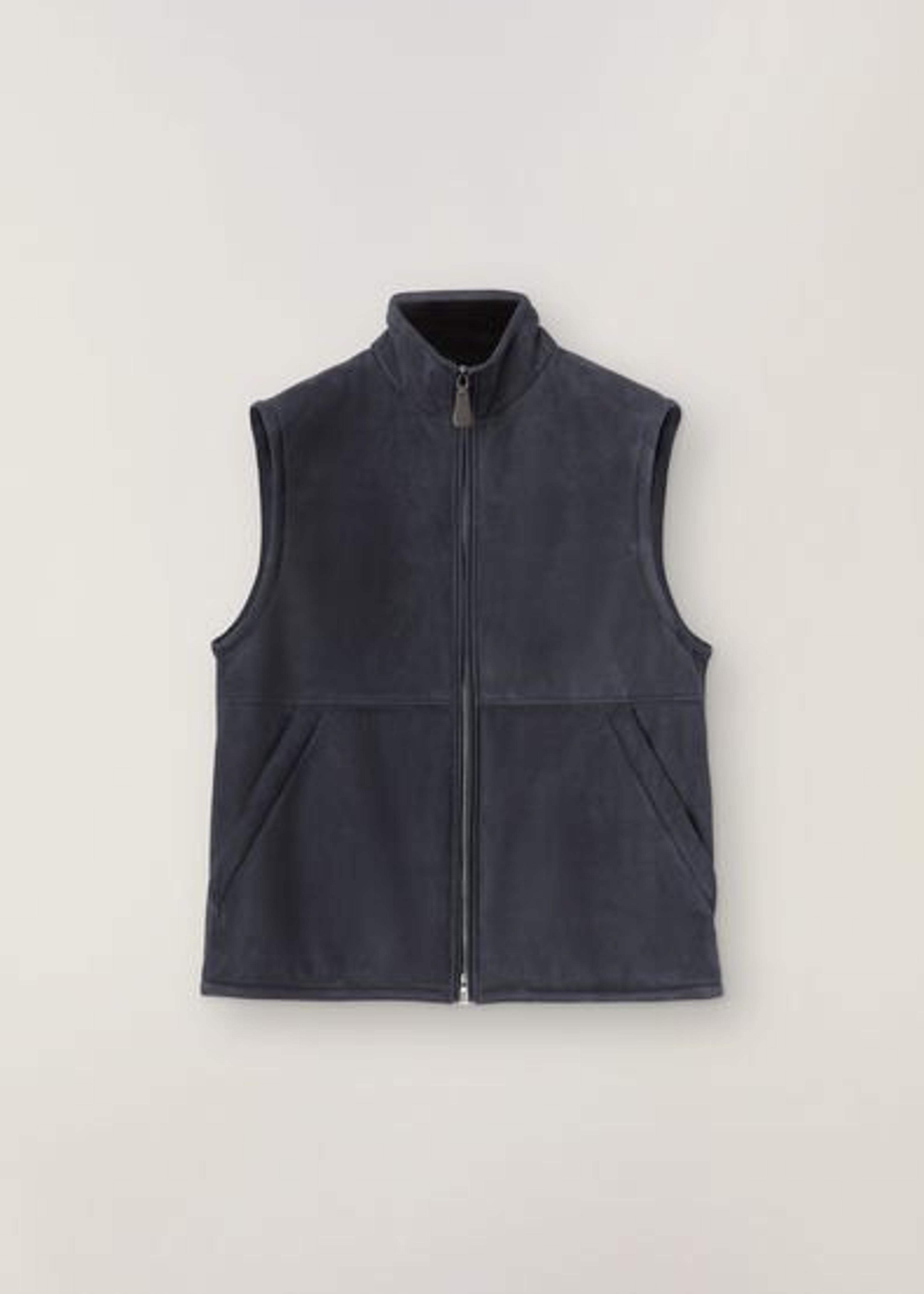 Hermann Vest in Shearling Shiny Night Blue | Loro Piana