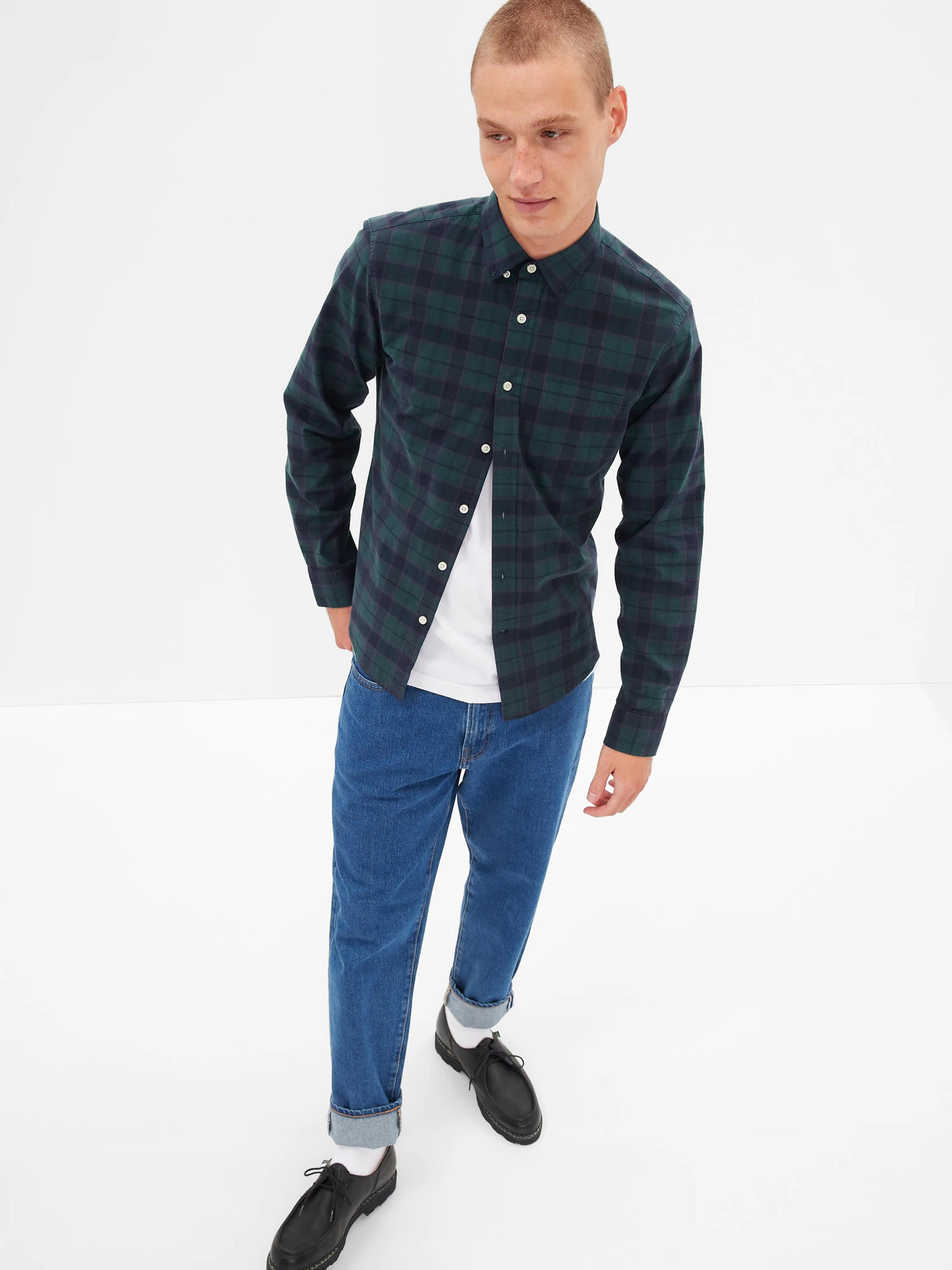 Stretch Poplin Shirt in Untucked Fit | Gap Factory