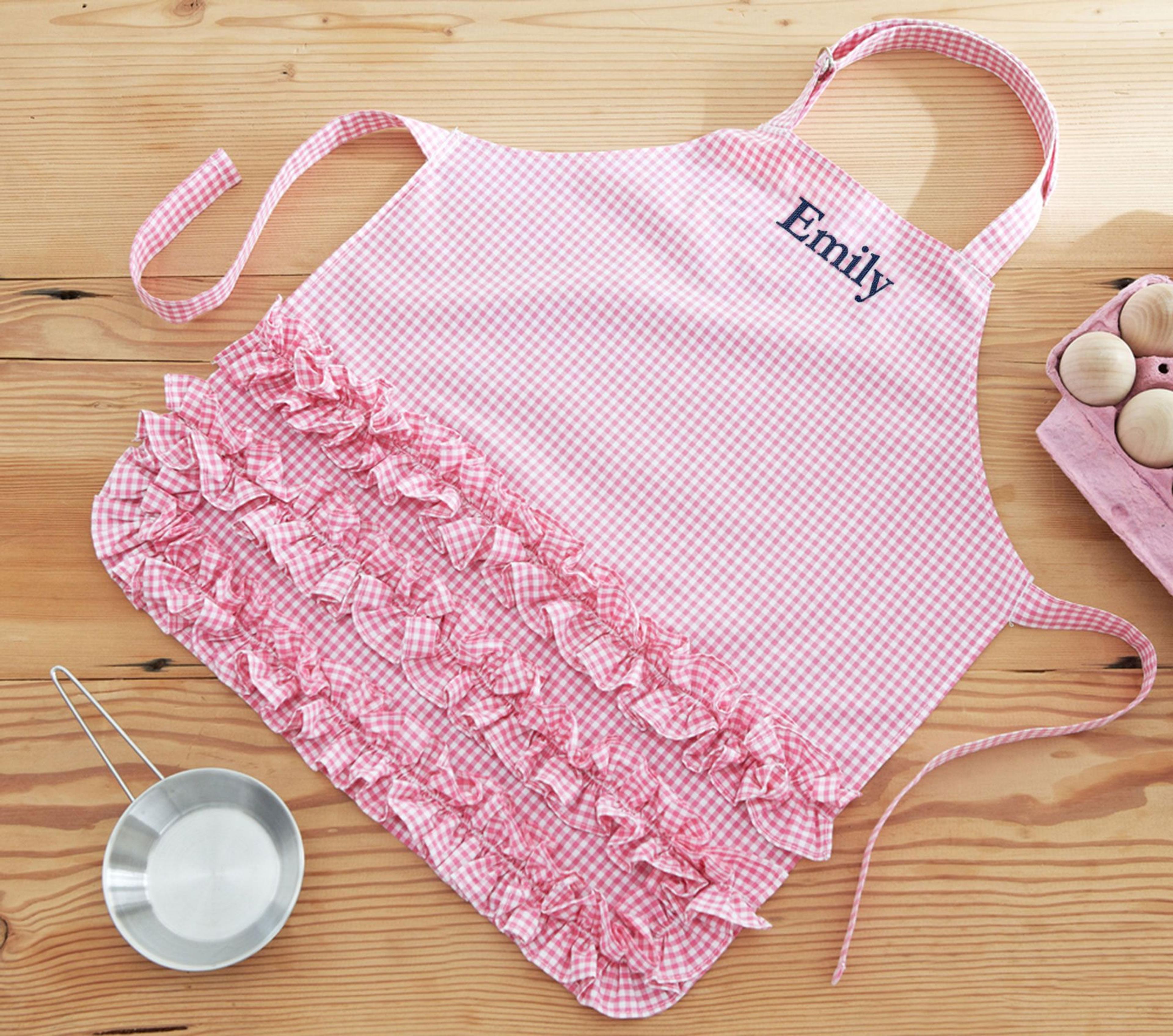 Pink Ruffle Gingham Apron