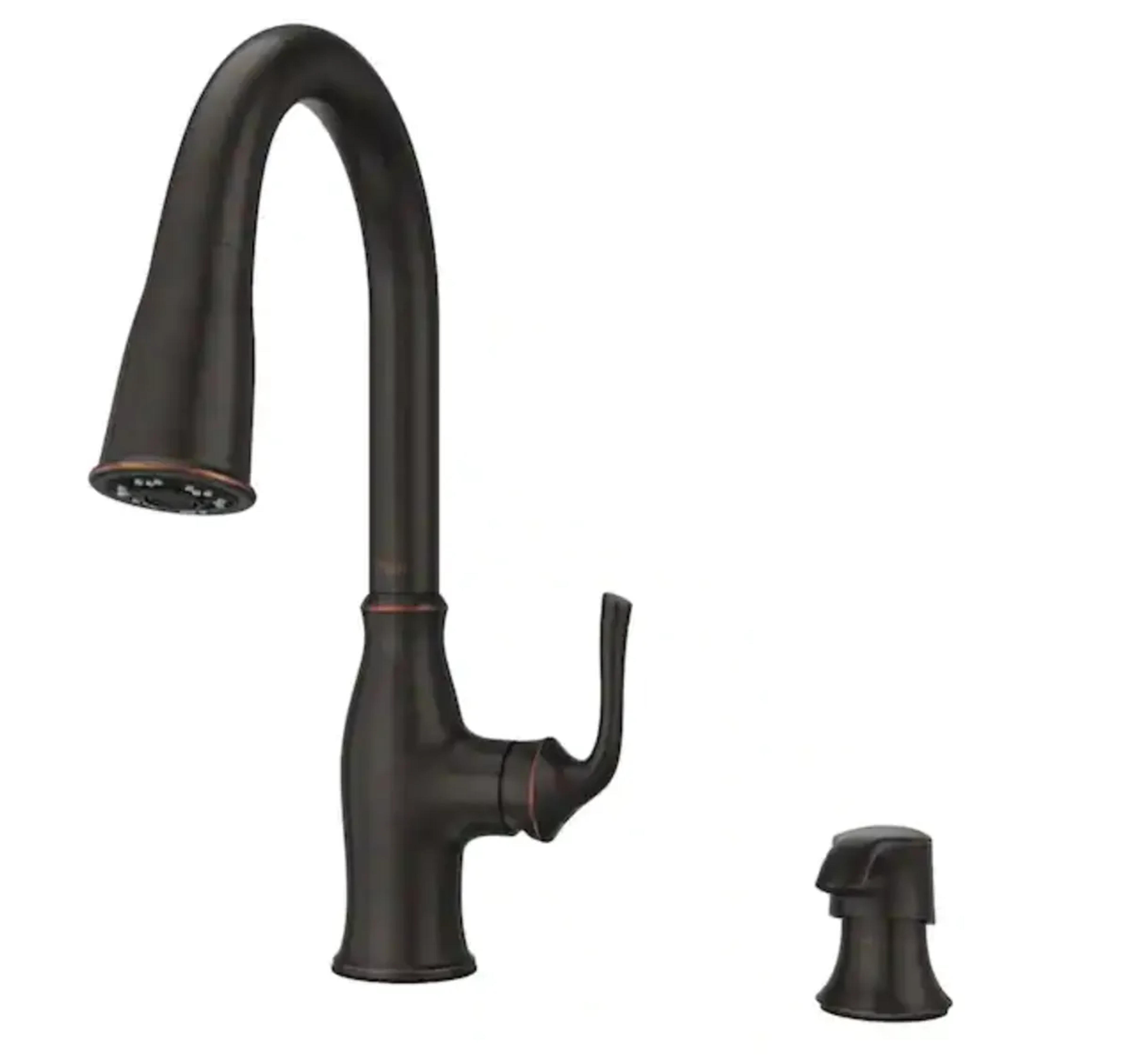 Pfister Rosslyn Single Handle Pull Down Sprayer Kitchen Faucet with Deckplate Included in Tuscan Bronze F-529-7RSSRY - The Home Depot