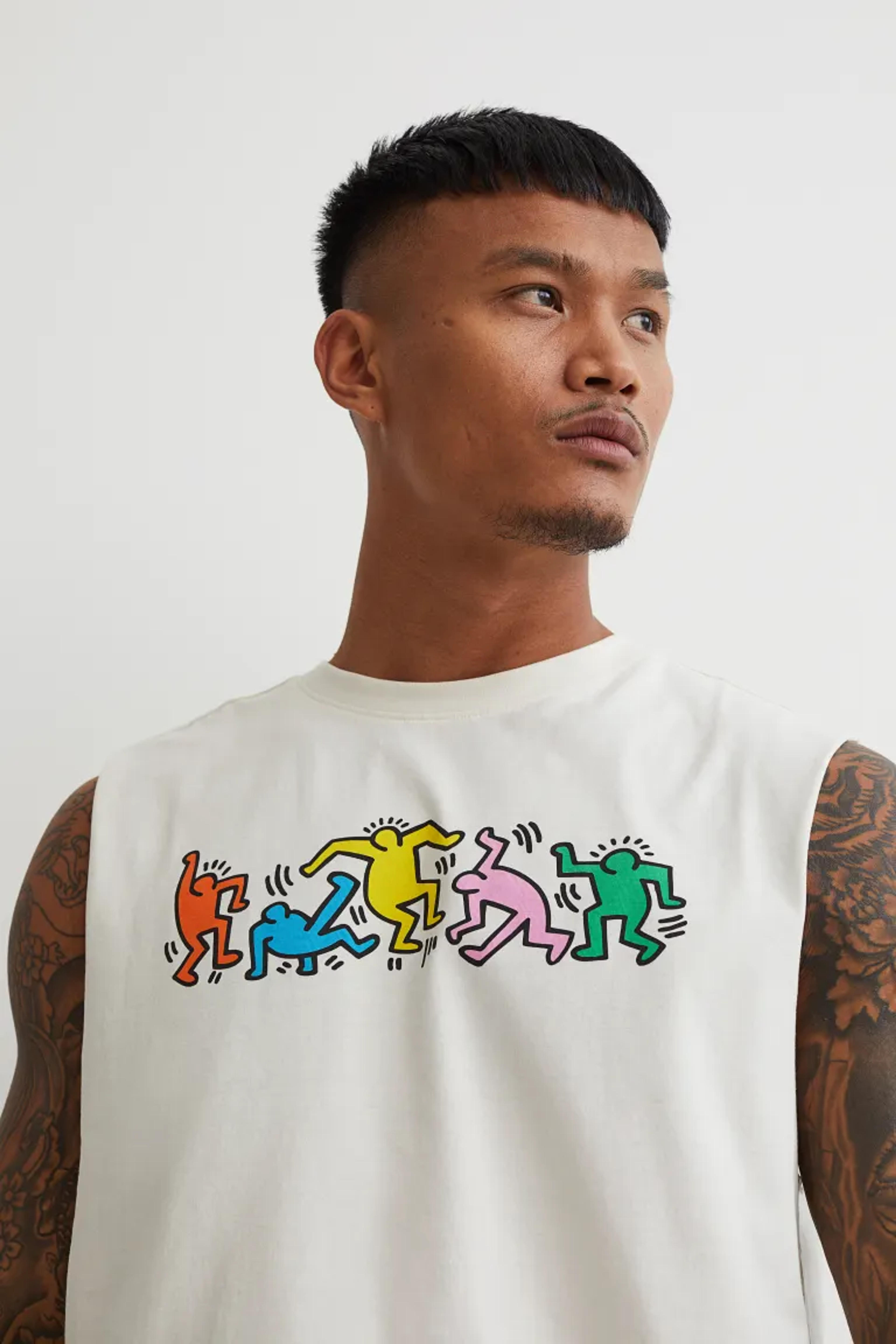 Tank Top with Printed Design - Cream/Keith Haring - Men | H&M US