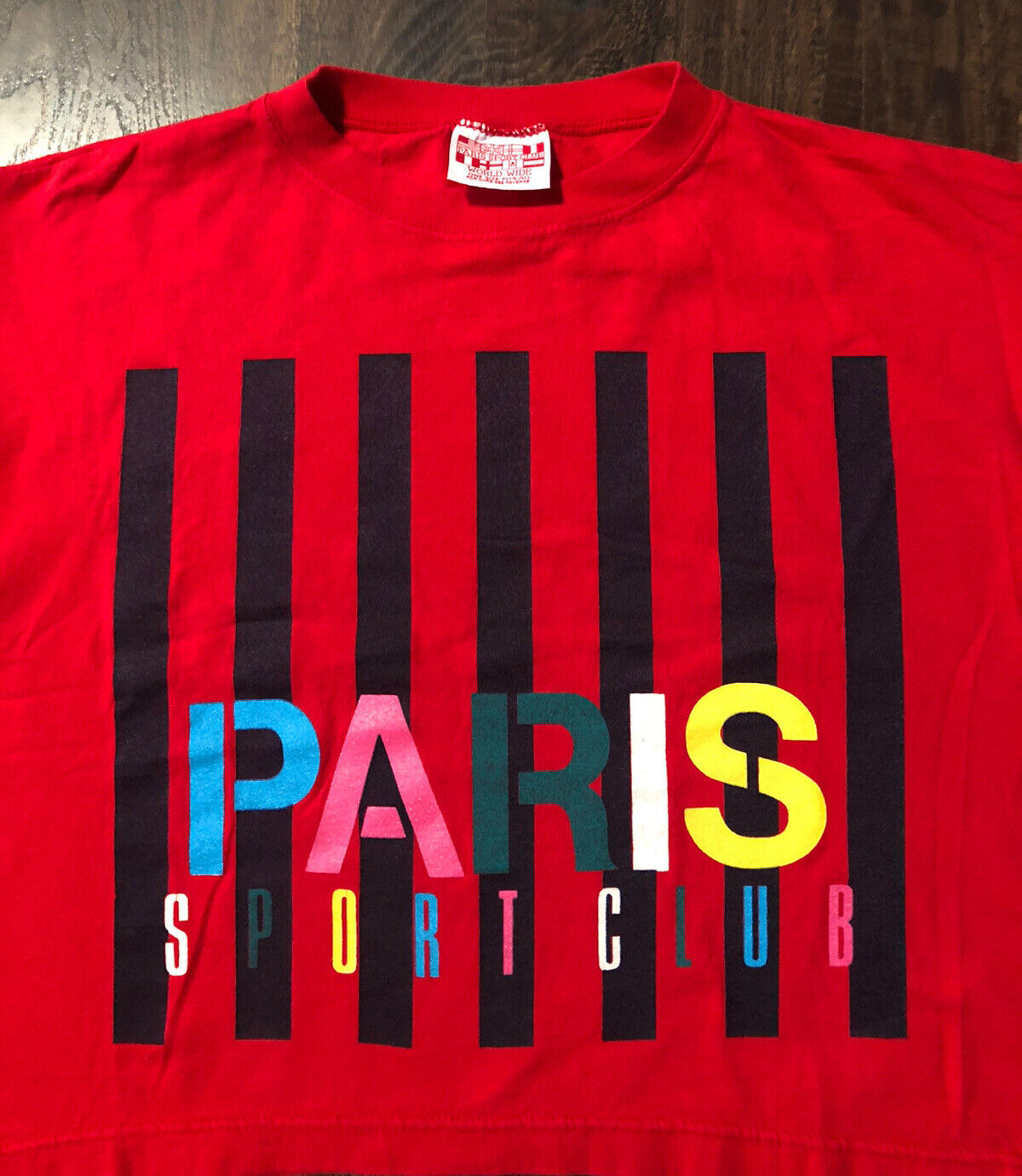 Paris Sport Club Vintage Crop T Shirt 80&#039;s 90&#039;s silk screen ONE SIZE FITS ALL