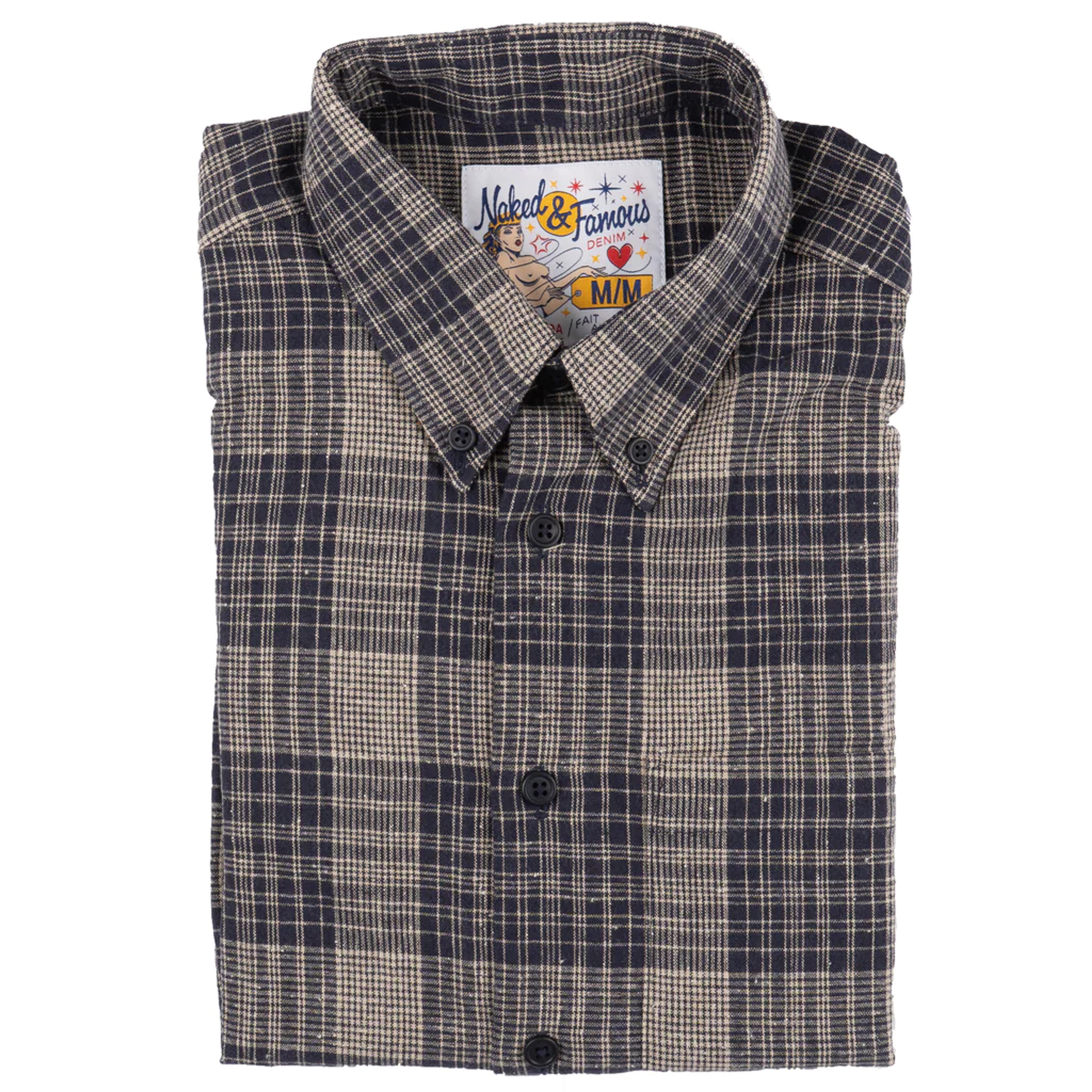 Easy Shirt - Linen Cotton Check -Navy | Naked & Famous Denim – Tate + Yoko