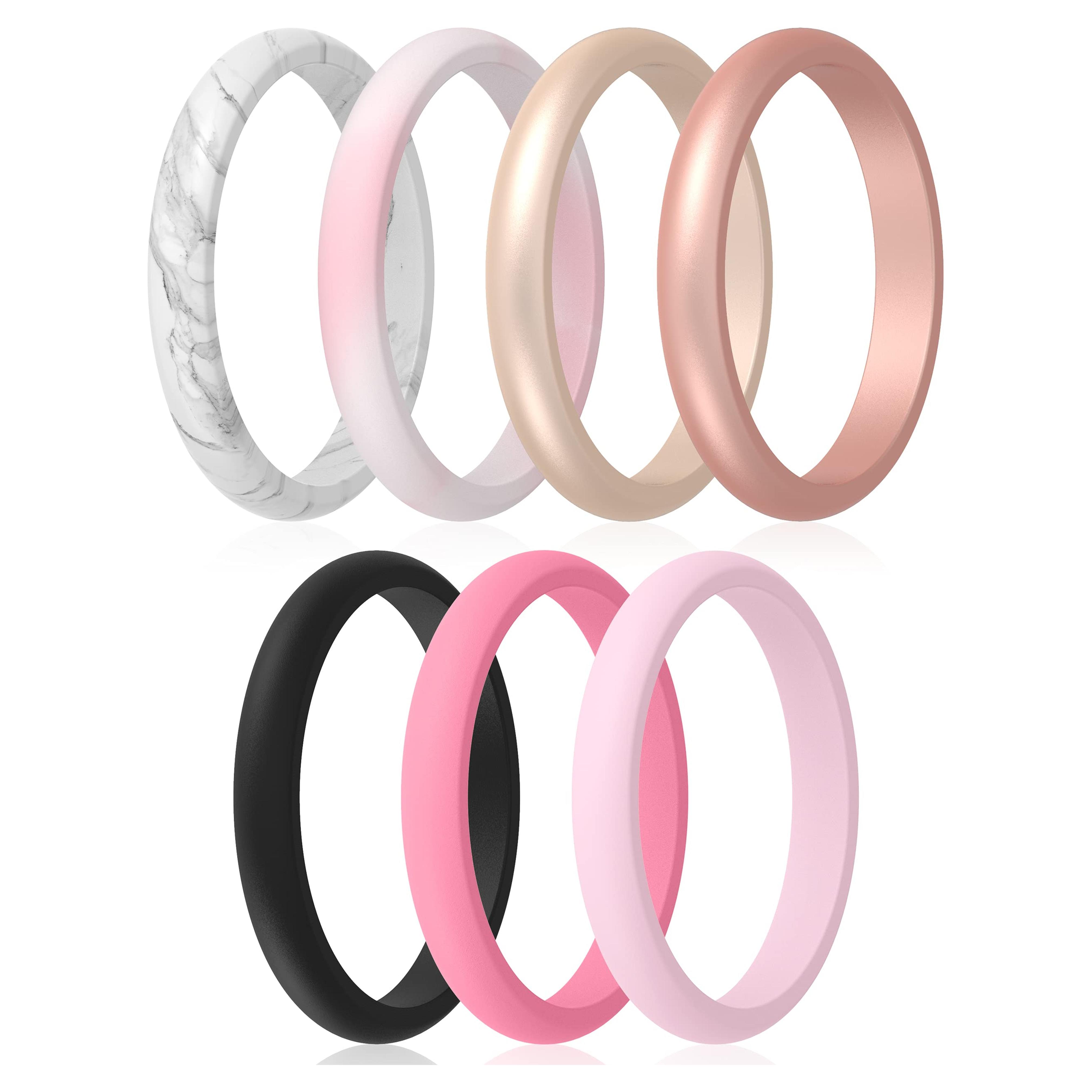 ThunderFit Women's Thin and Stackable - Silicone Rings Wedding Bands - Promise rings 2.5mm Width - 2mm Thick