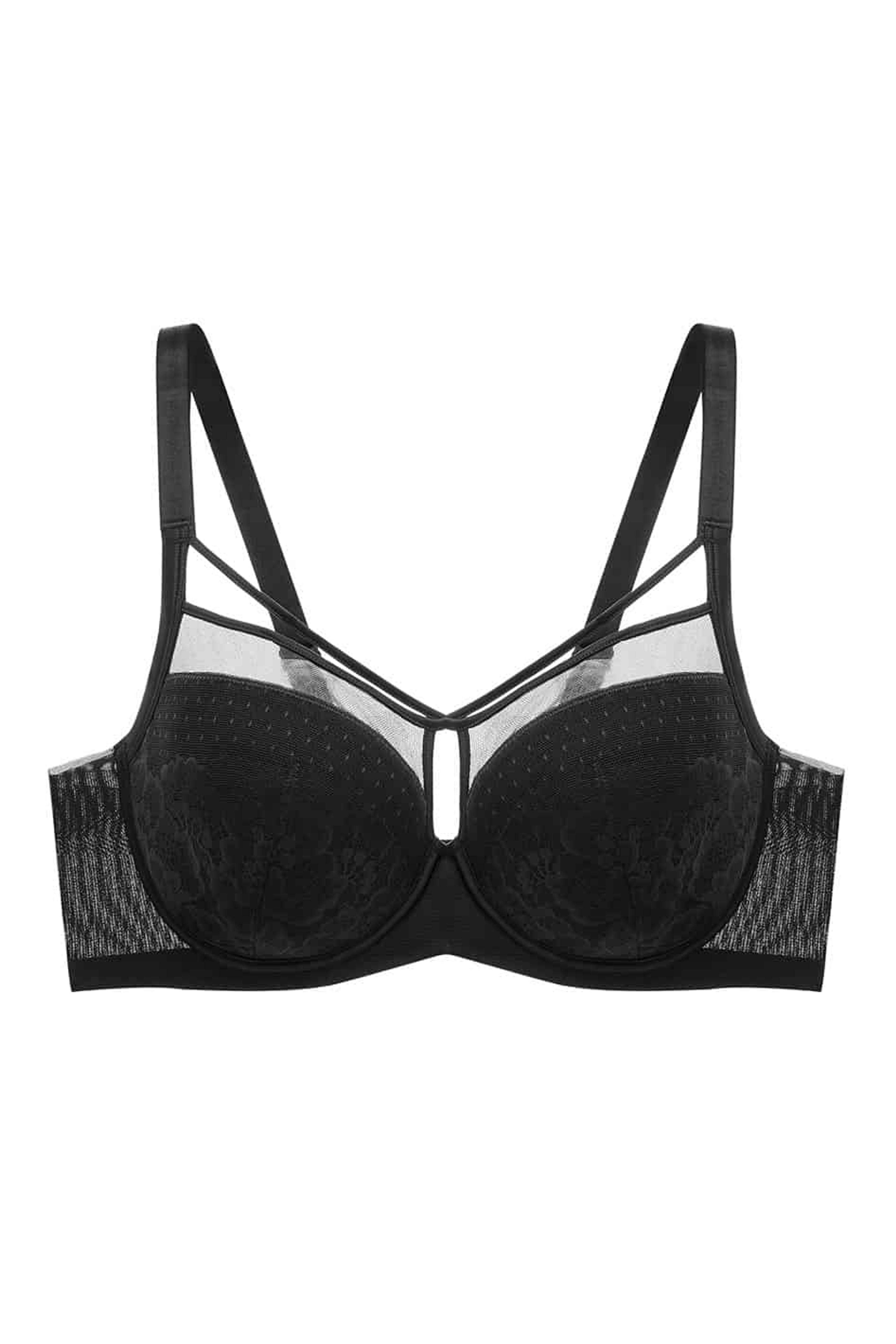 Harper Smooth Lace FlexWire Strappy Soft Cup Bra, D-H Cup - Black / 36 / H