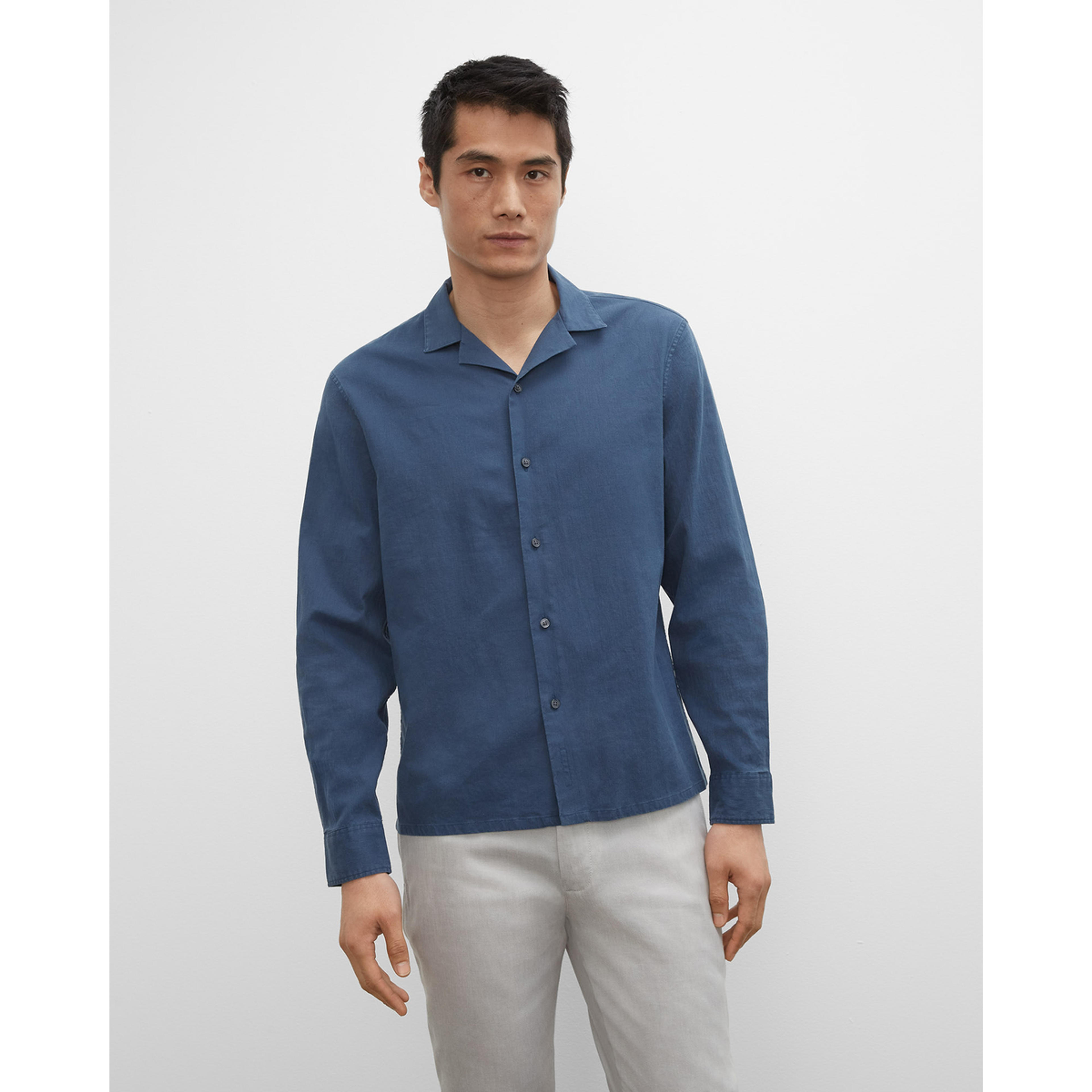 Camp Collar Linen Blend Shirt