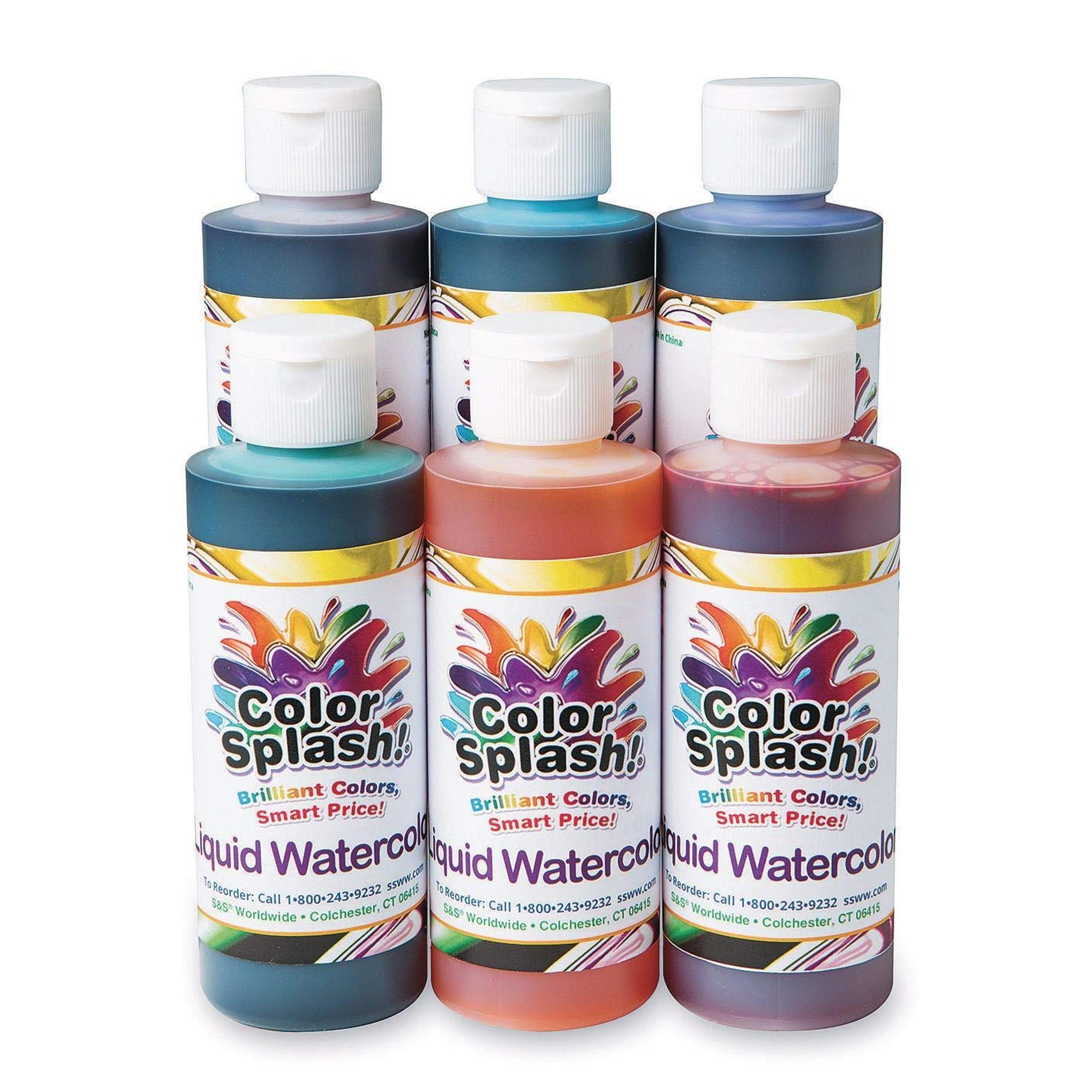 Amazon.com: S&S Worldwide Color Splash! Liquid Watercolor Paint, 6 Vivid Colors, 8-oz Flip-Top Bottles, for All Watercolor Painting, Use to Tint Slime, Clay, Glue, Shaving Cream, Non-Toxic. Pack of 6. : Toys & Games