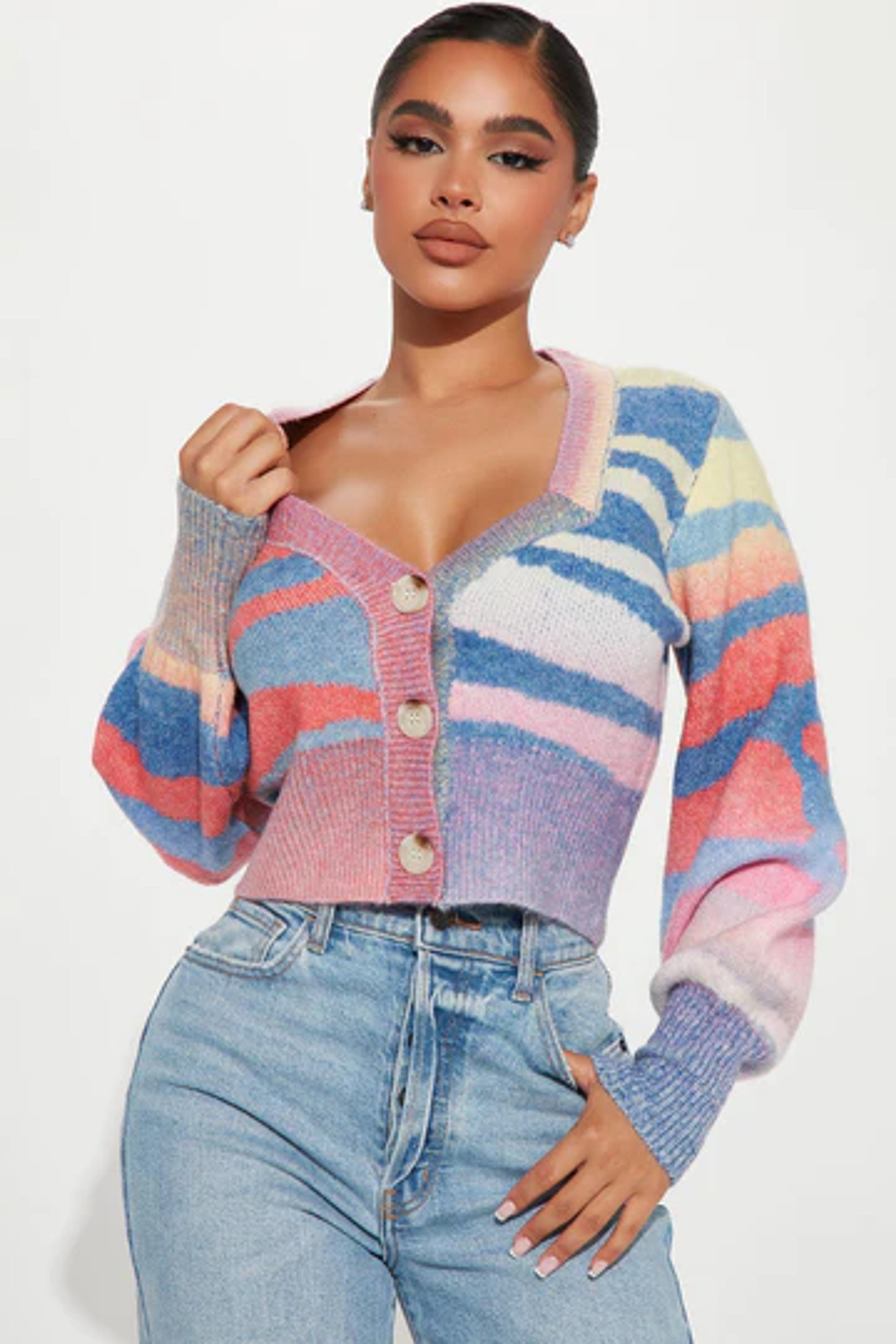 Lunar Abstract Striped Cardigan - Purple/combo | Fashion Nova, Sweaters | Fashion Nova