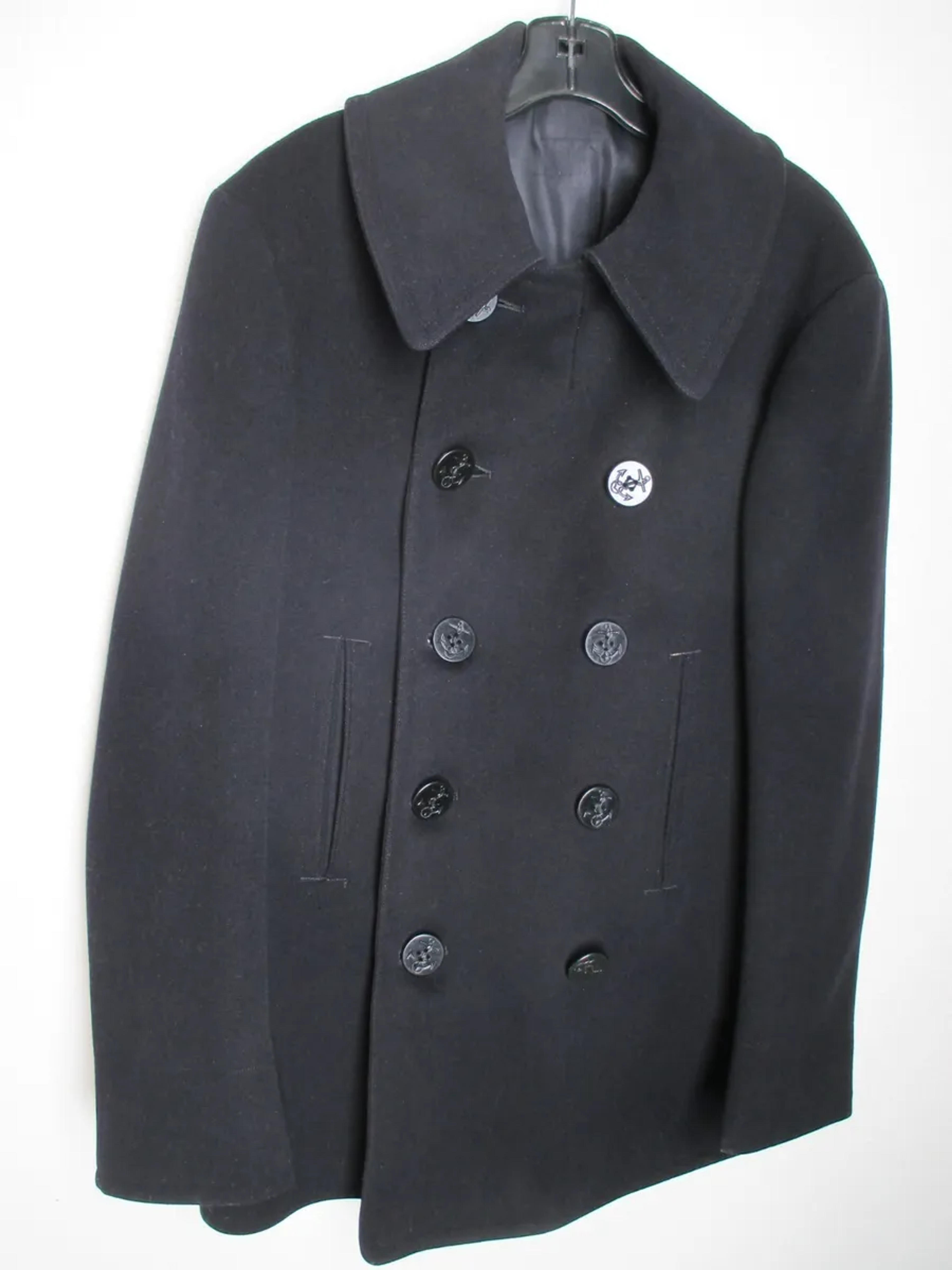 US Navy WWII Pea Coat 10 button 38? M Black fine cond. USN Vtg 1940's Neck Strap | eBay