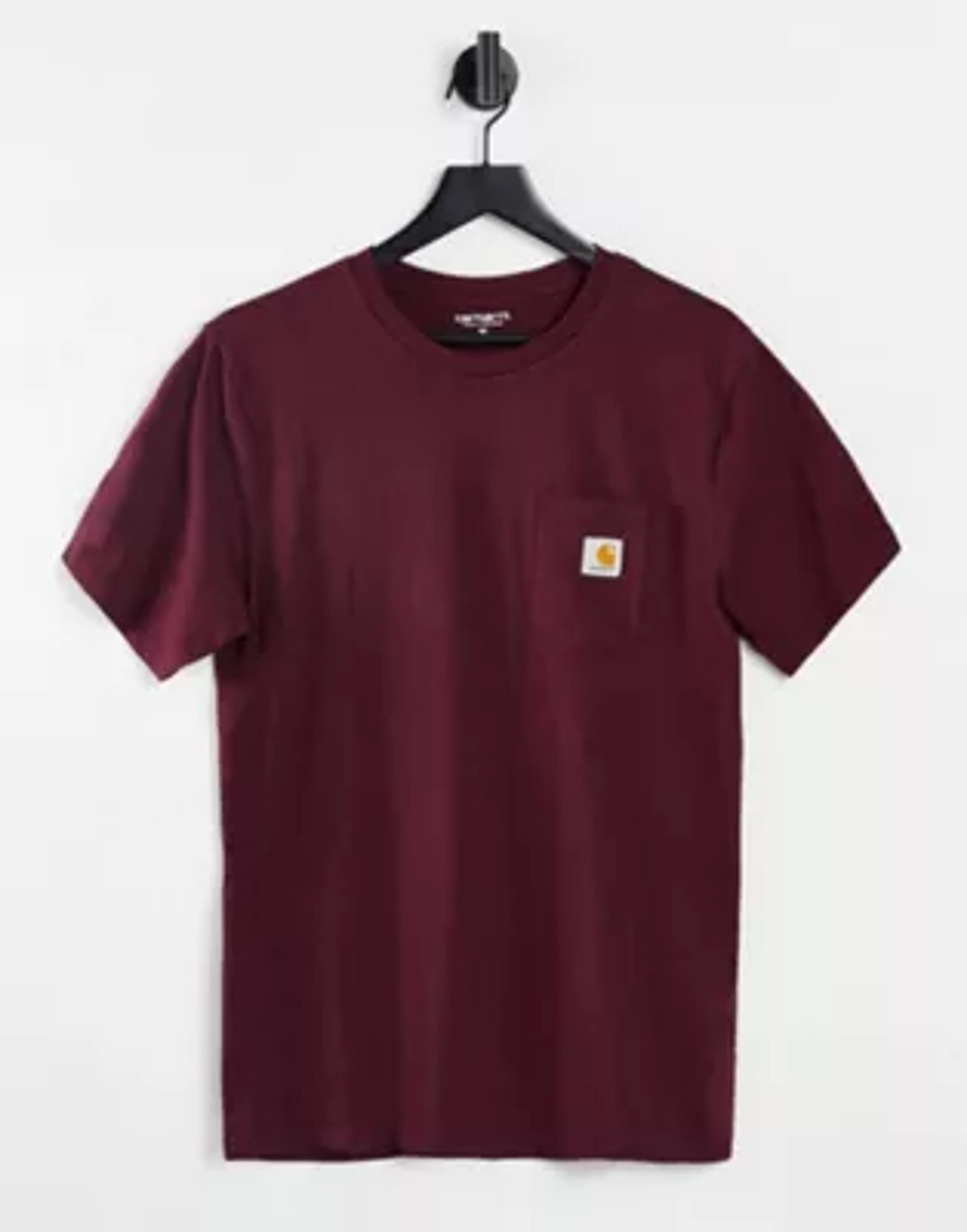 Carhartt WIP pocket t-shirt in burgundy | ASOS