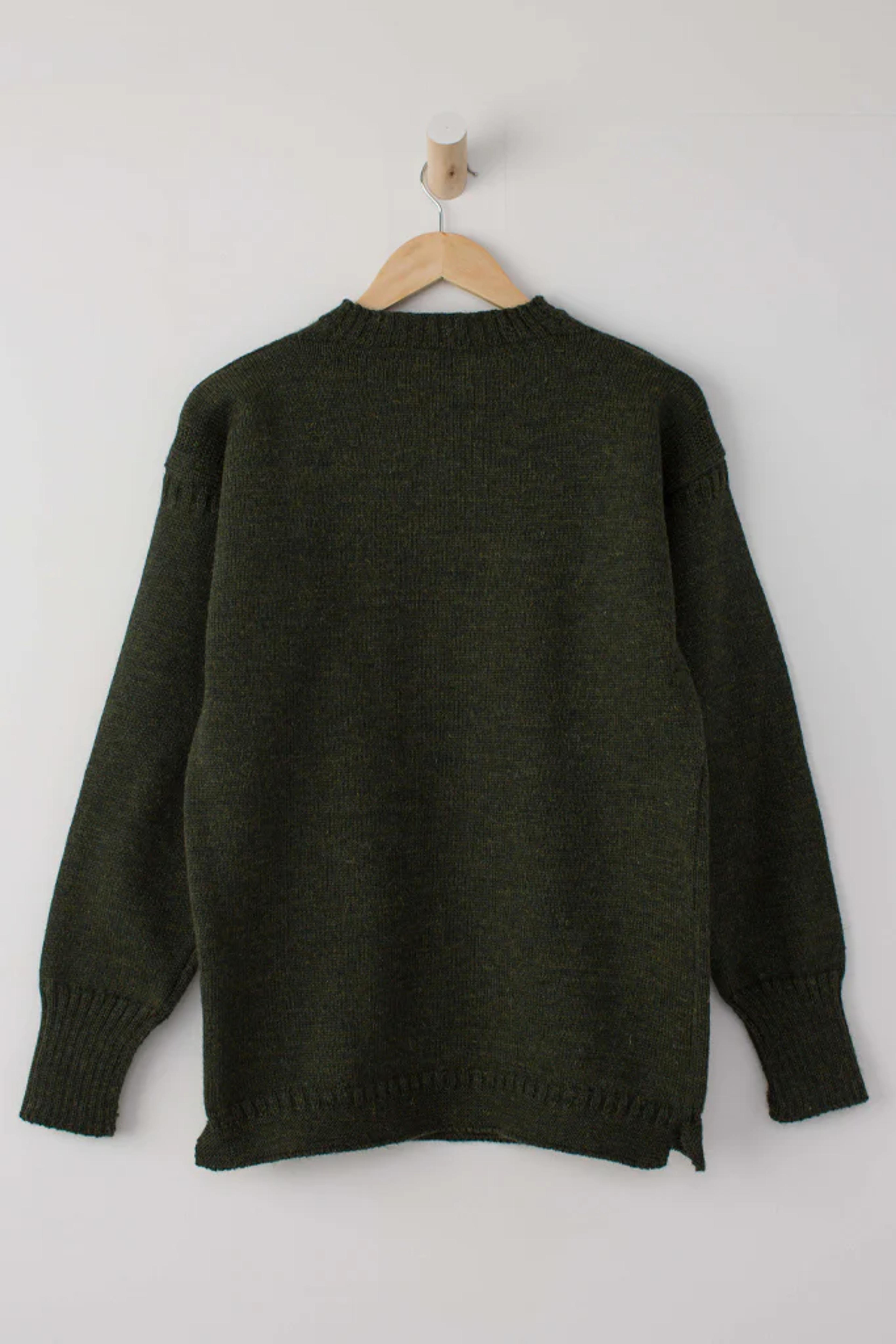 Unisex Military Green Traditional Guernsey Jumper - Le Tricoteur Guernsey