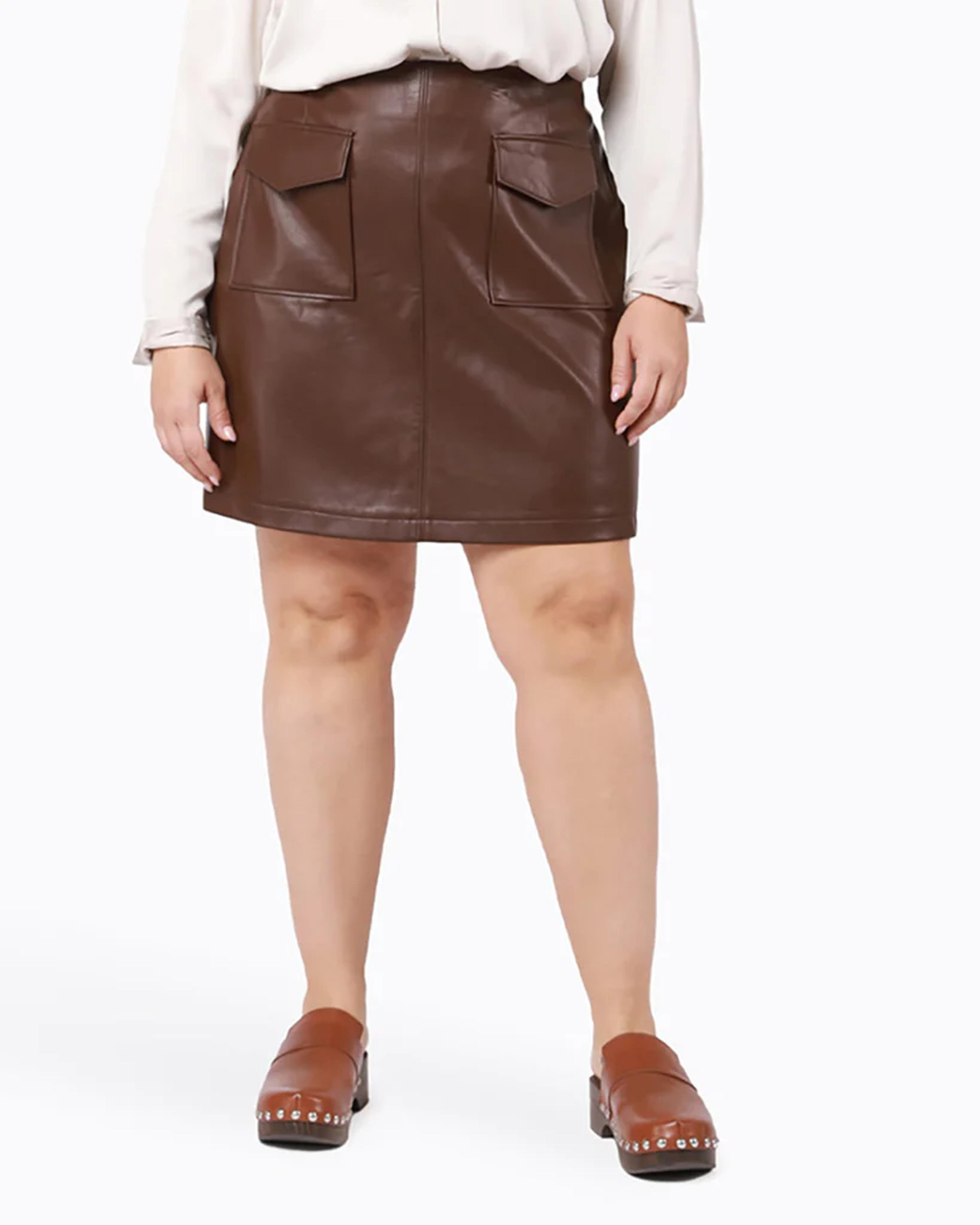 Rylan Faux Leather Mini Skirt | Brown