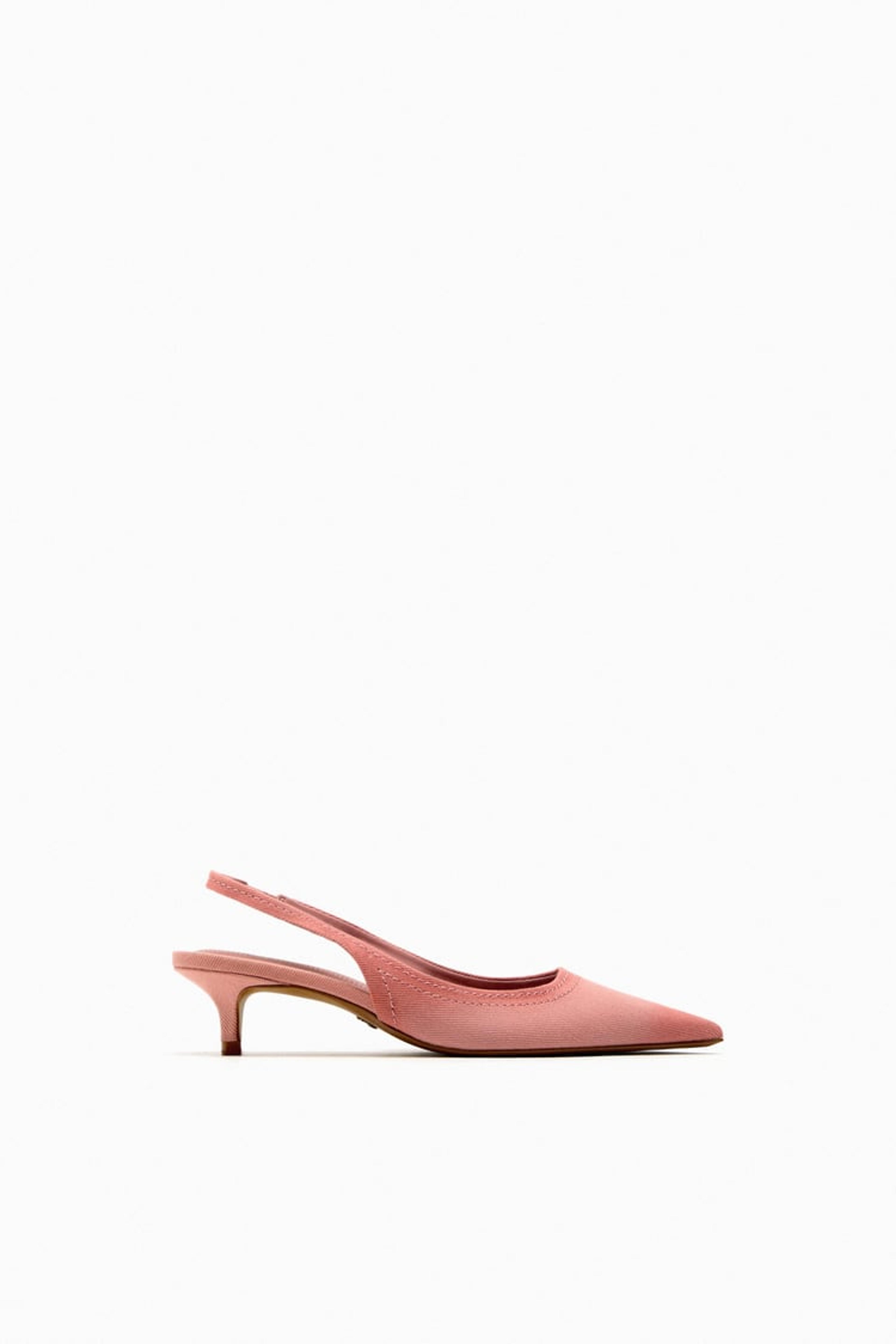 DENIM KITTEN HEEL SLINGBACKS - Pink | ZARA United States