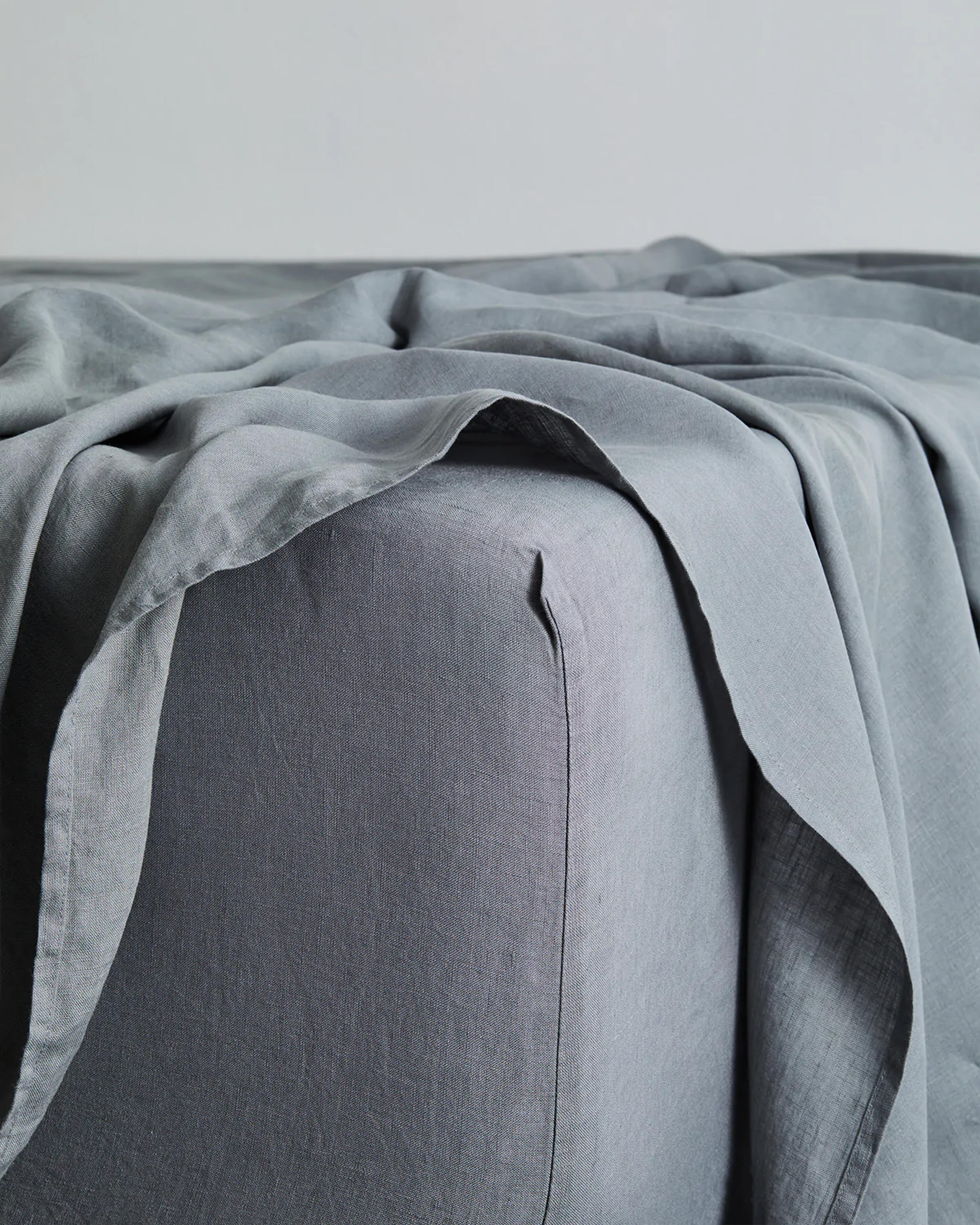 Mineral 100% French Flax Linen Fitted Sheet - Mineral / King / Fitted Sheet