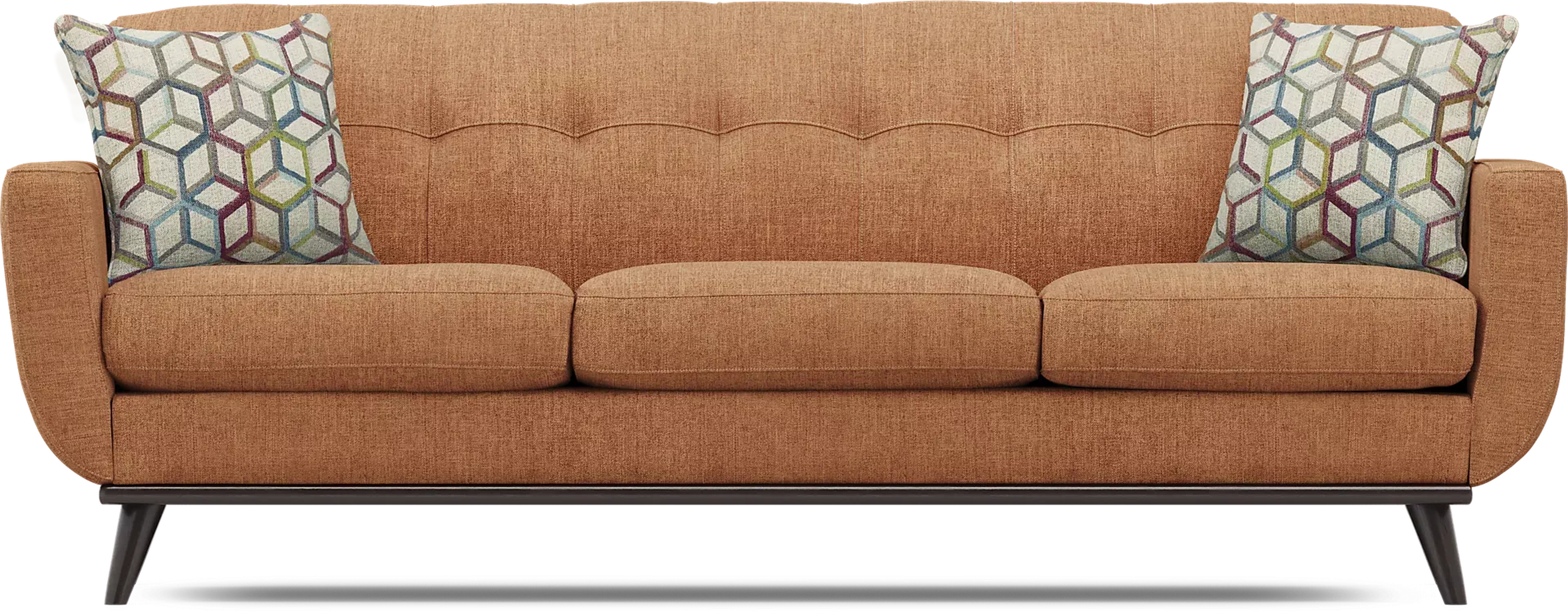 East Side Russet Orange Chenille Fabric Sofa | Rooms to Go