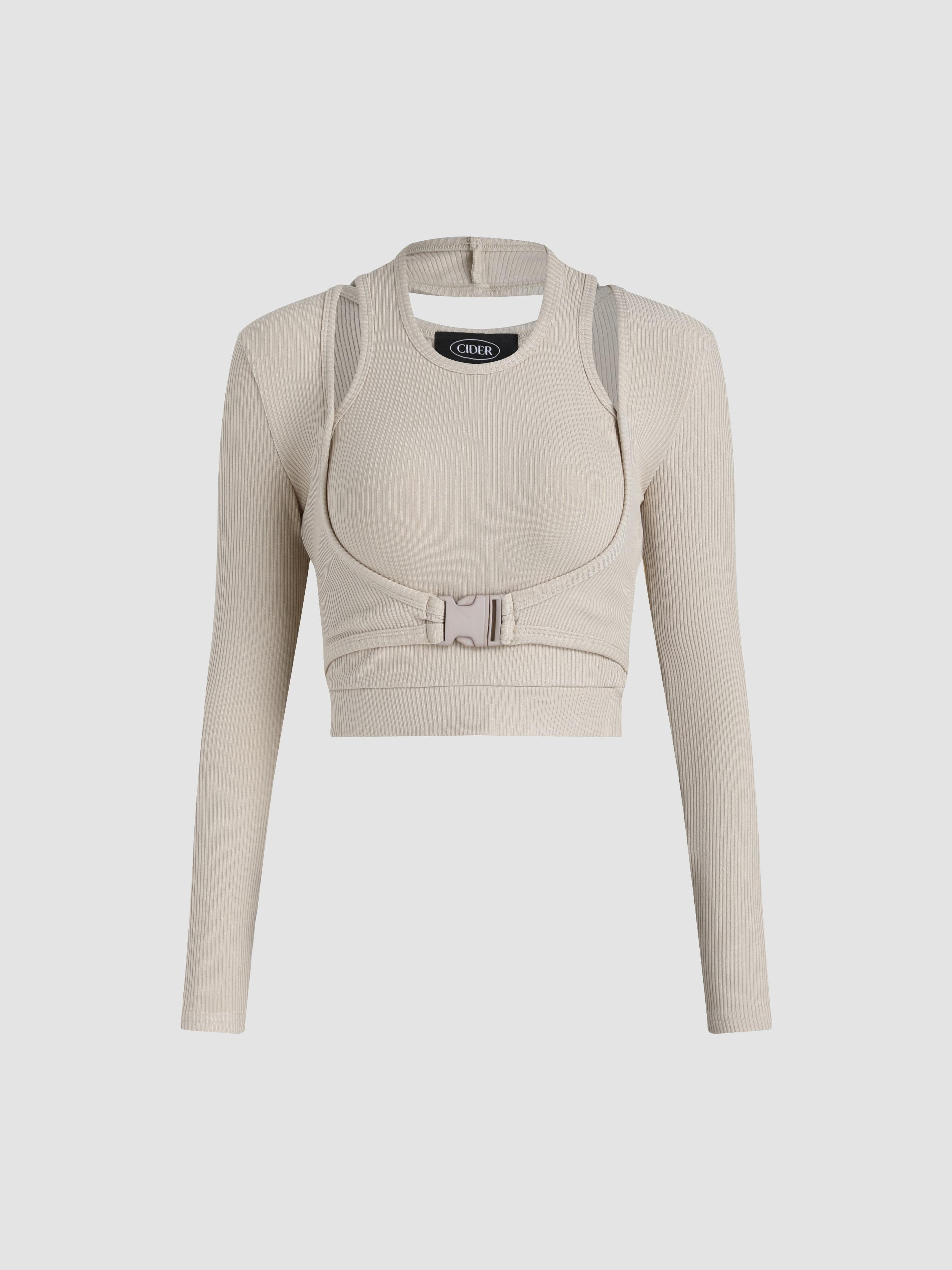 Long Sleeve Buckle Top - Cider