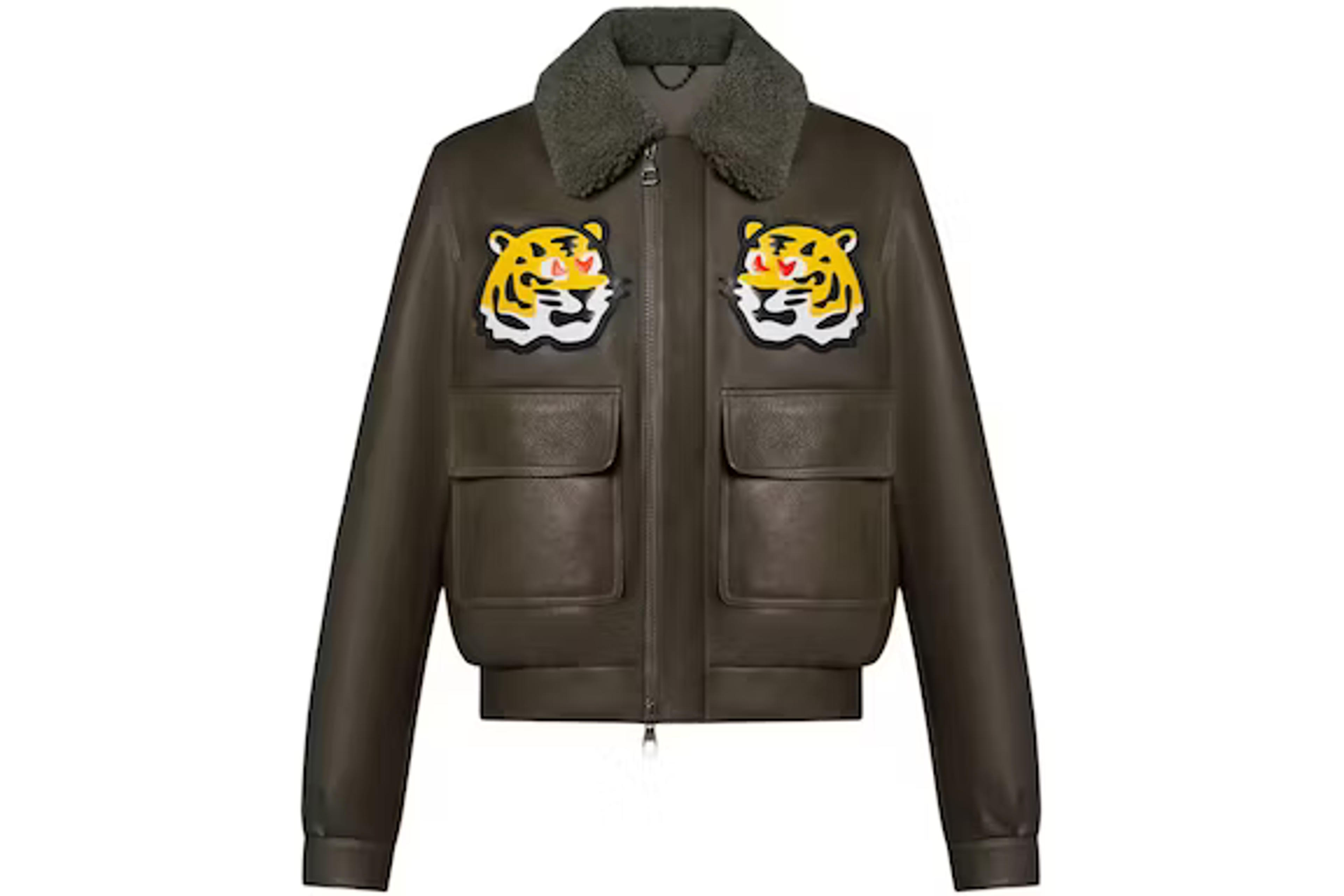 Louis Vuitton x Nigo Leather Blouson with Tiger Patches Jacket Dark Khaki - FW21 Hombre - ES