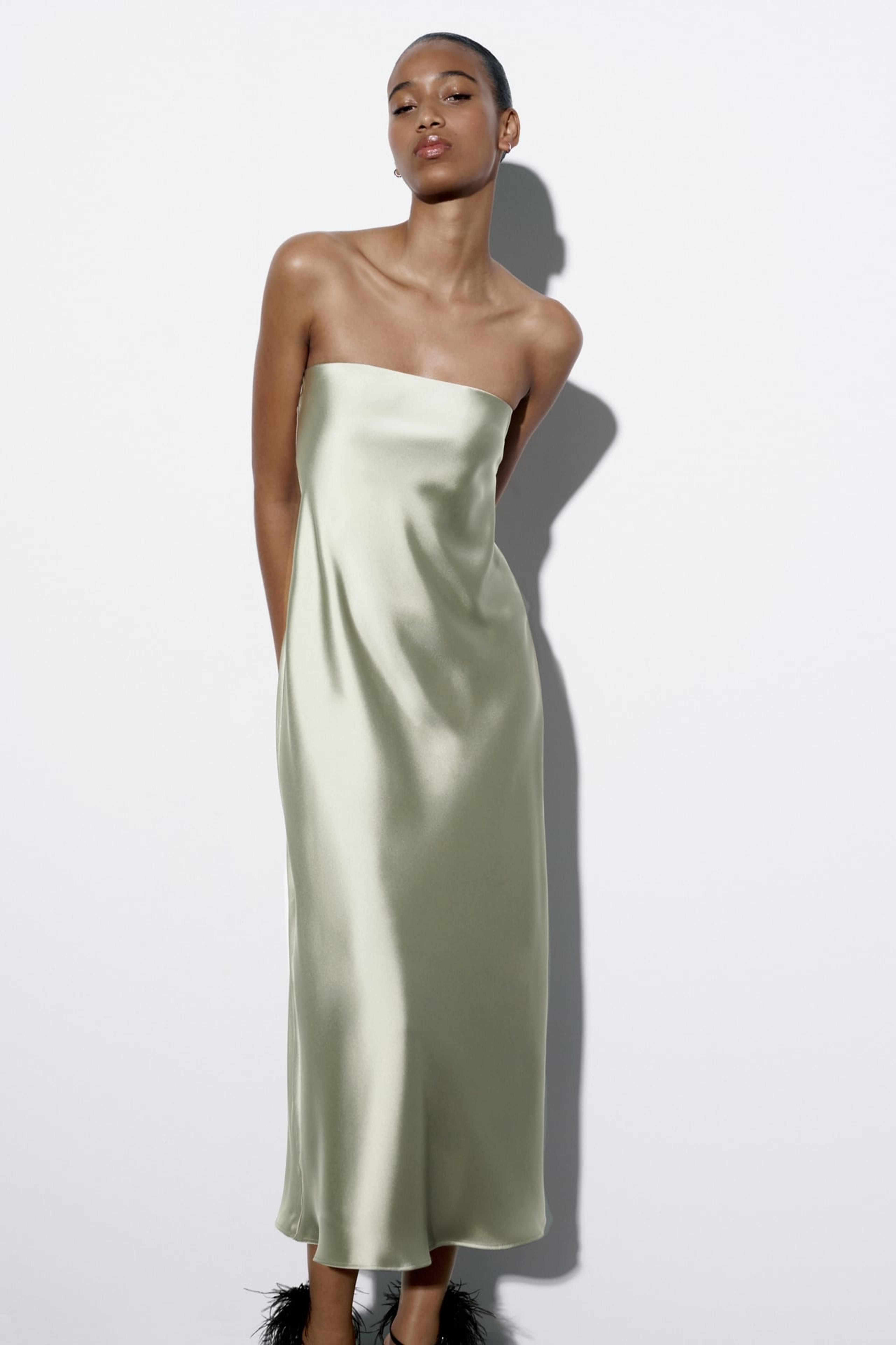 SATIN EFFECT DRESS - Yellow | ZARA United States