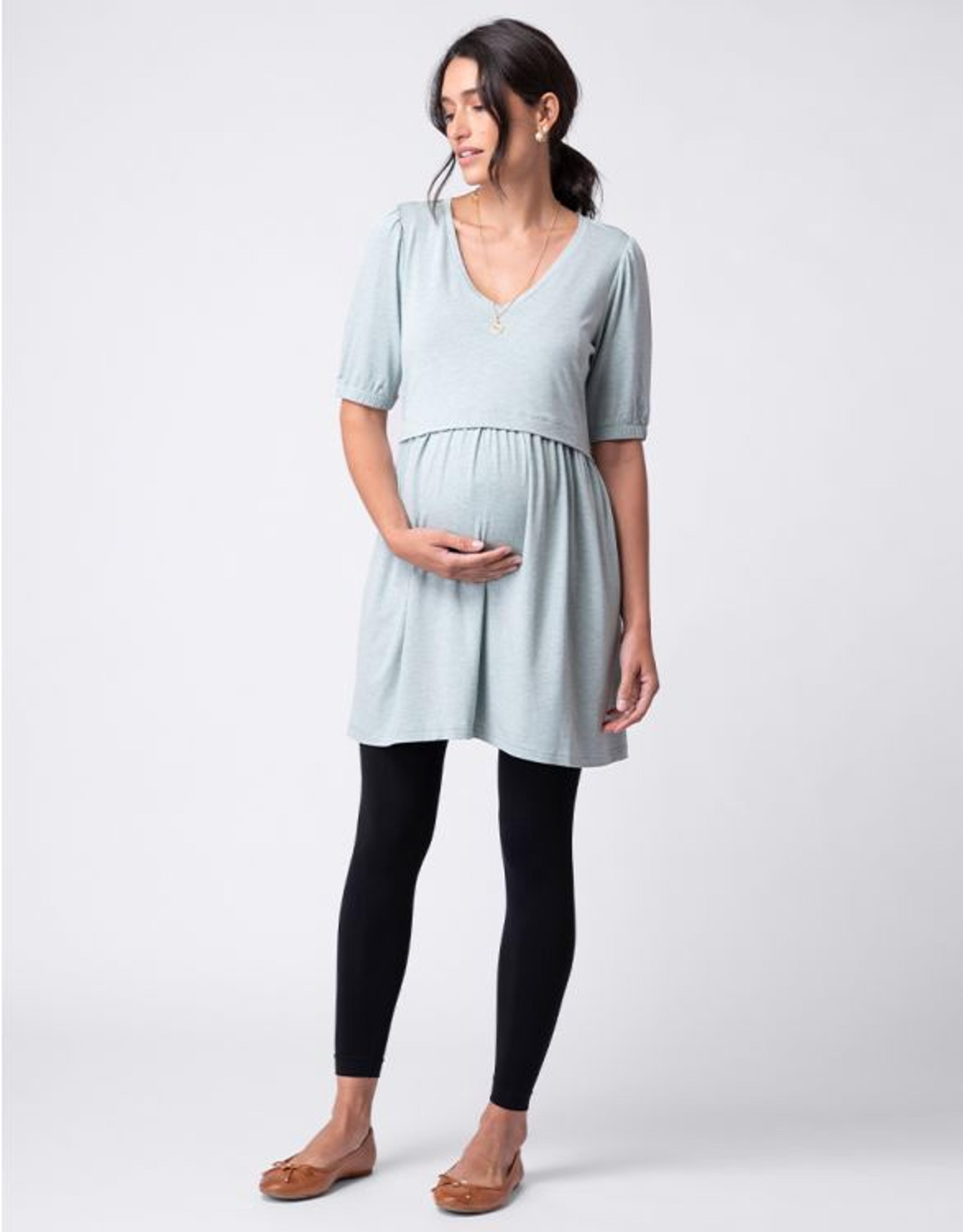 Sage Green V-Neck Maternity to Nursing Smock Tunic Top | Seraphine